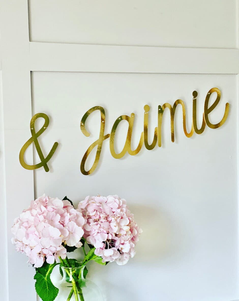 Personalized Gold Wedding Banner: Handmade Metallic Card Bunting - image 3