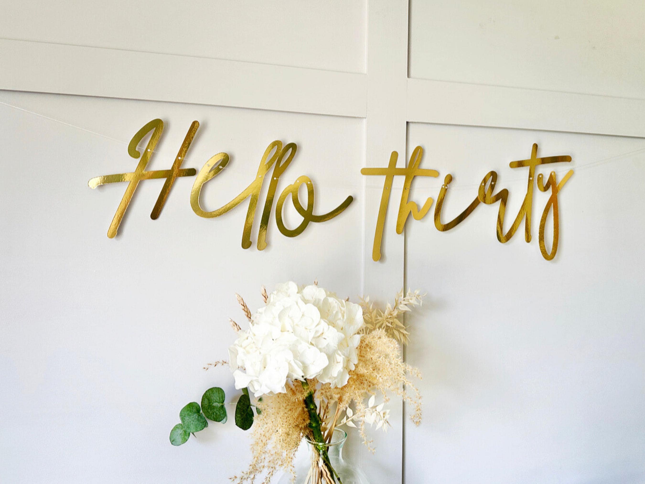 Birthday Sign (any age/colour) 40th Birthday Banner, Turning 40 Banner, 40th Birthday Bunting, Gold Banner, Birthday Decor, Hello Forty Sign - image 5