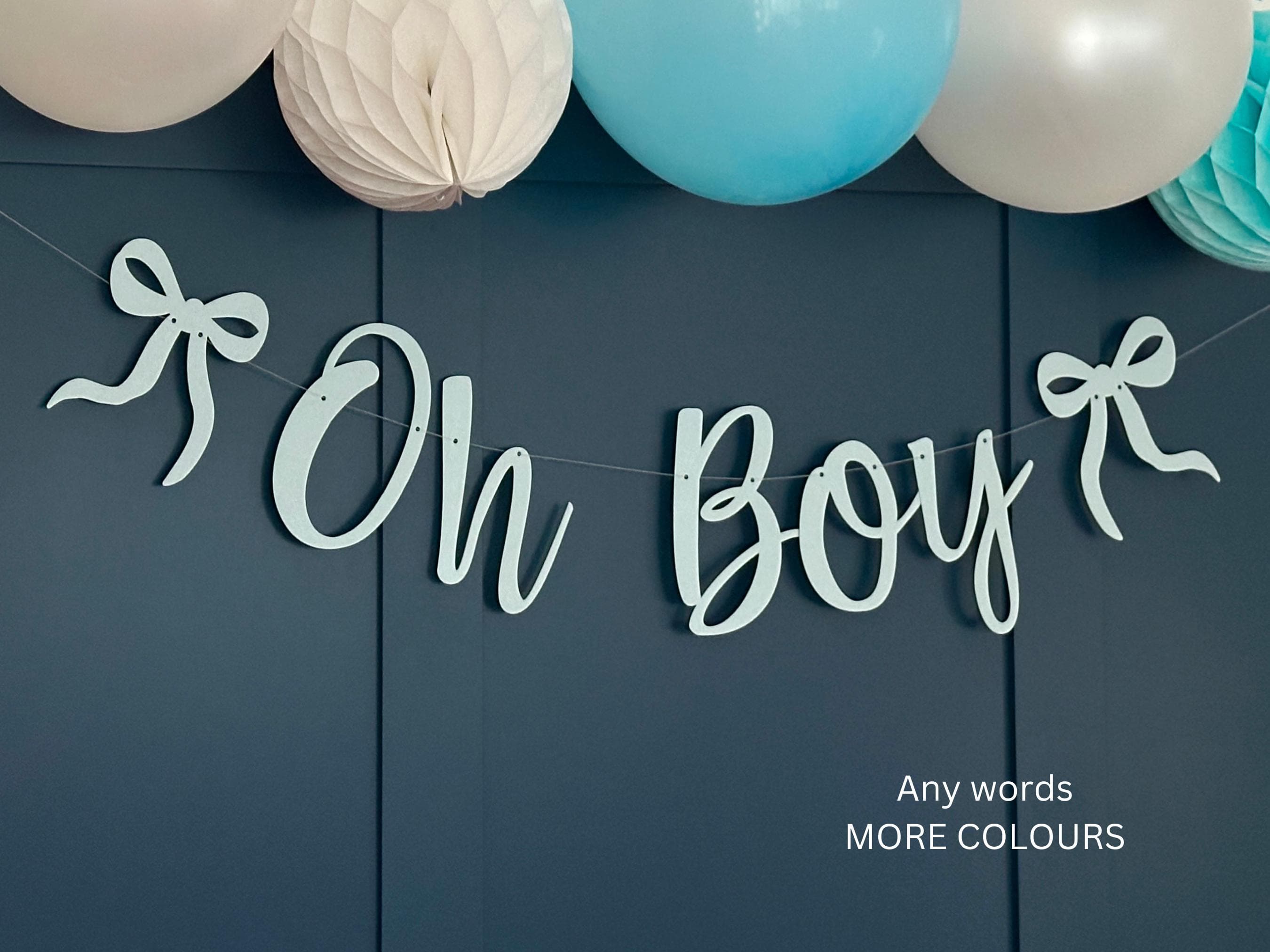 Baby Shower Banner, Bow Ribbon Sign, Baby Shower Bunting, Baby Shower Garland, Custom Baby Shower, Baby Shower Decor, Baby Shower Backdrop - image 4