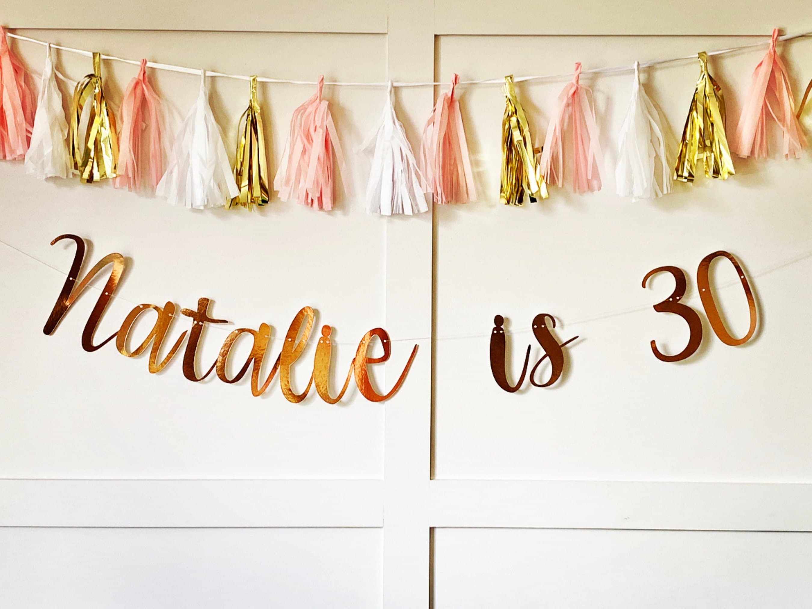 Custom Banner, Rose Gold Custom Banner, Custom Bunting, Birthday Banner, Rose Gold Name Bunting, Personalised Sign Backdrop - image 4