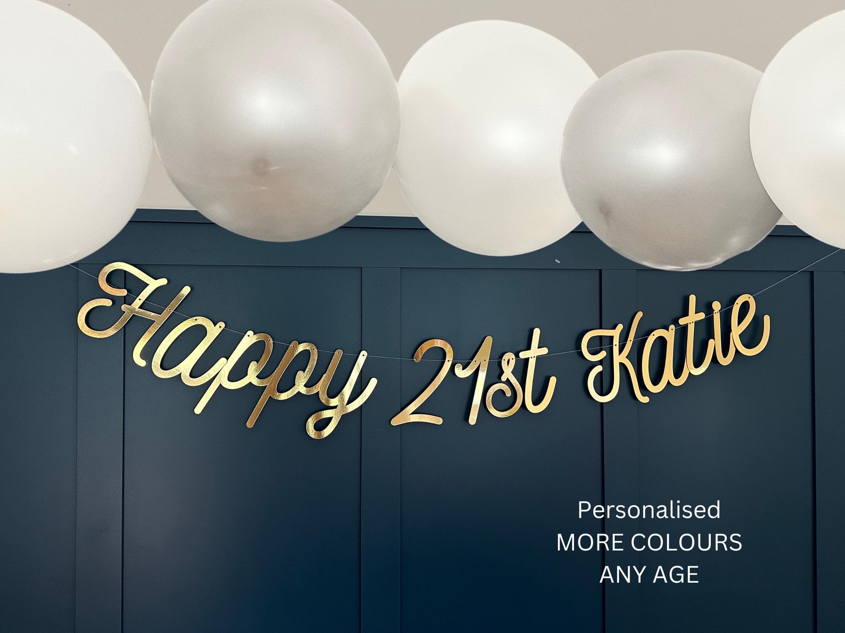Personalised (any age/colour) 21st Birthday Banner, Turning 21 Banner, 21st Birthday Bunting, 21st Sign, Backdrop Birthday Sign, Black Sign