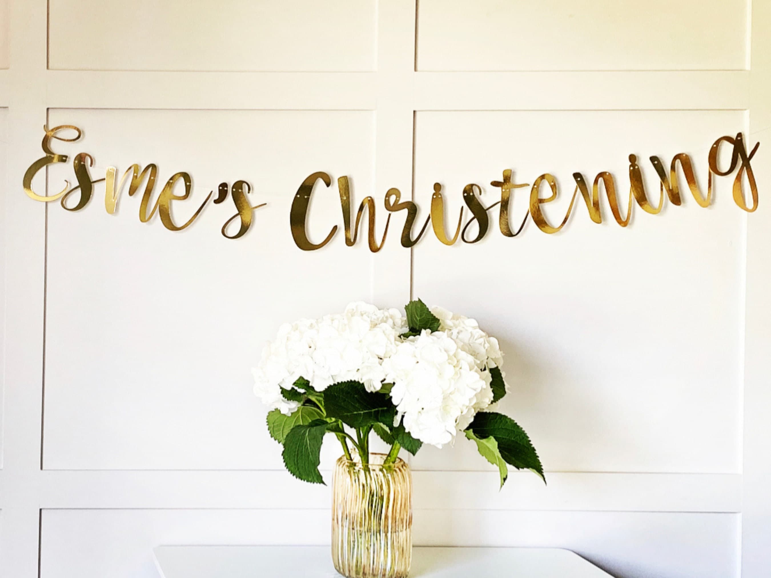 Personalized Christening Banner: Metallic Card Stock, Any Color - image 3