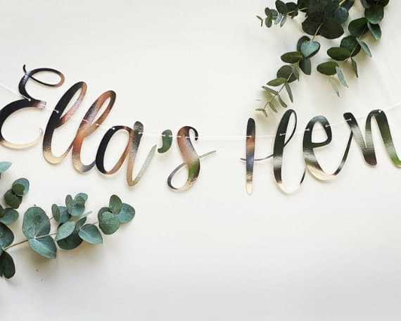 Rose Gold Personalised Hen Party Banner, Bridal Bunting, Rose Gold Hen Do, Rose Gold Hen Party Garland, Team Bride, Mrs to be banner - image 4