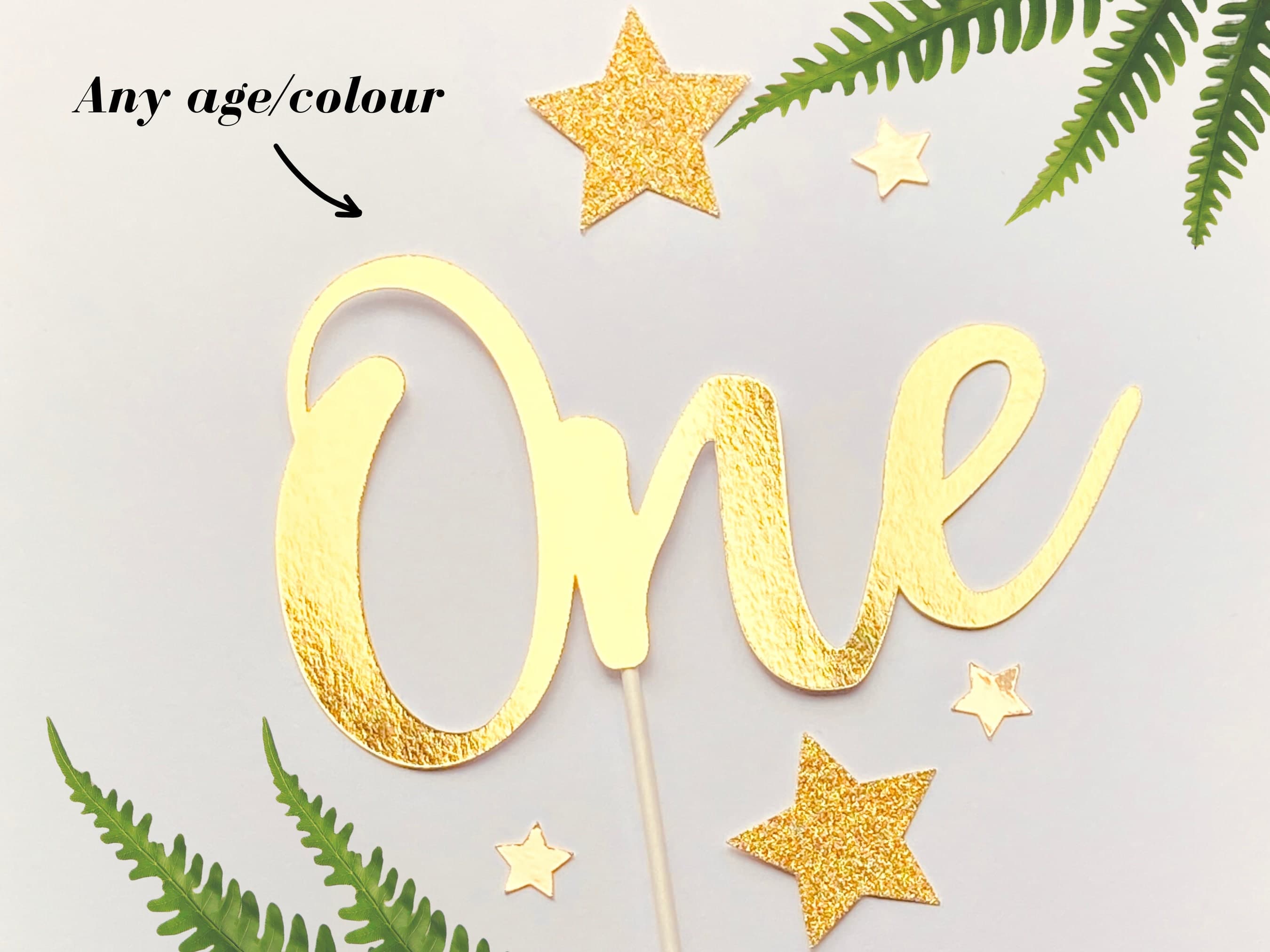 Any Age/Colour Cake Topper, Birthday Cake Topper, 1st Birthday Cake Topper, Gold Cake Topper, Rose Gold Cake Topper, Custom Cake Topper