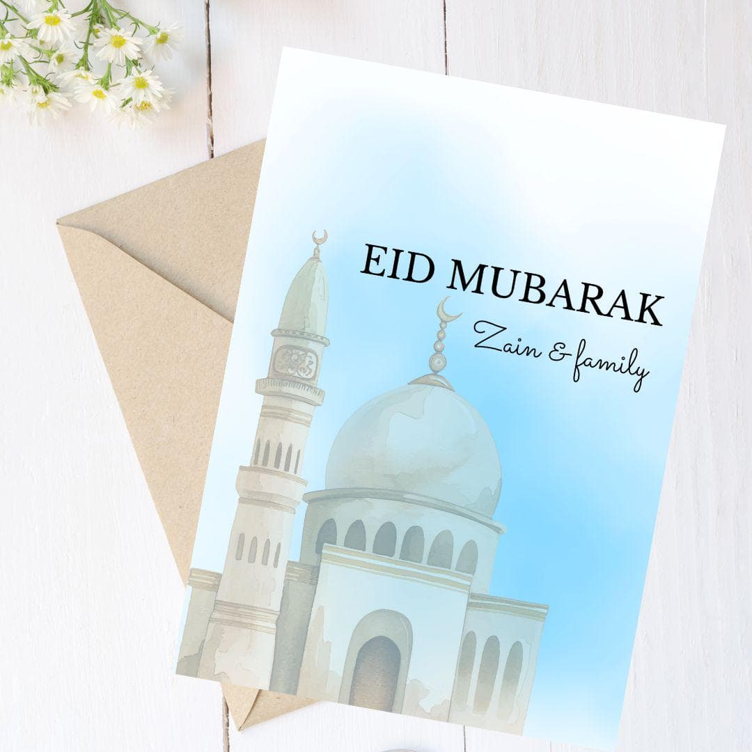 PERSONALISED Eid Mubarak Greeting Card/envelope, Eid Greeting Card, Eid 2025,Islamic Gifts,Personalised Eid Gift,Multipack, Eid gift card,