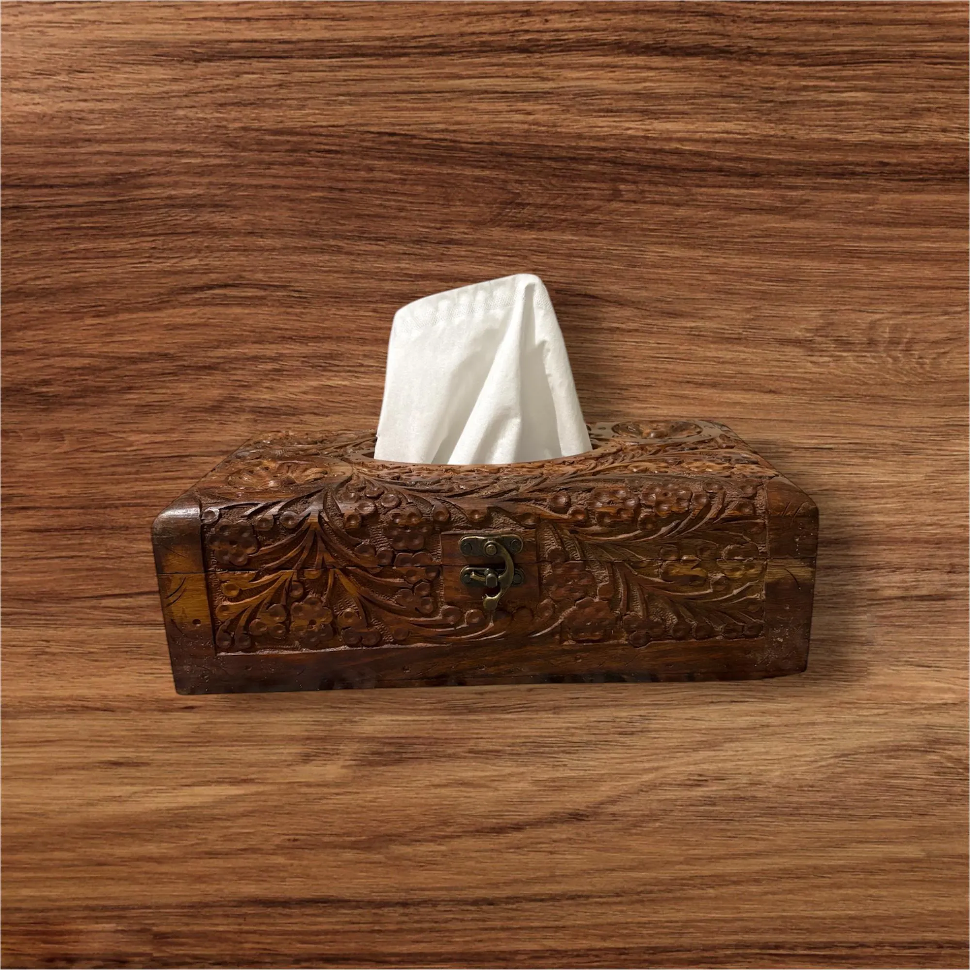 Hand Crved With Quality Wood Tissue Box ,Napkin Holder,case,Tissue Box ,Velvet Inner ,Gift for Her - image 2