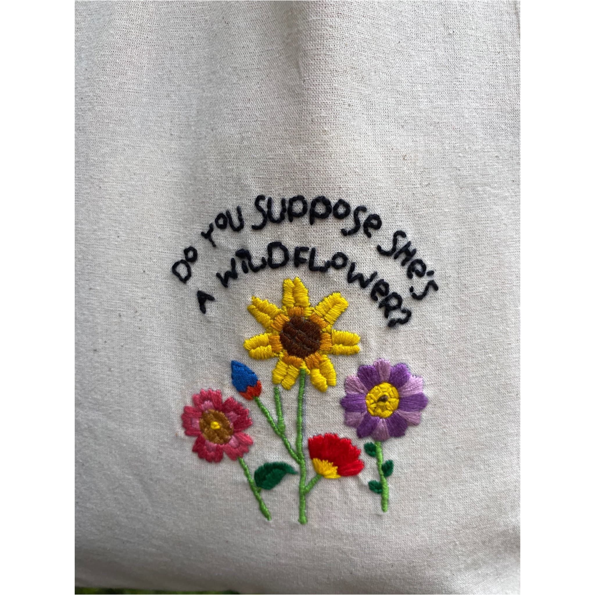 Floral tote bag | Eco tote bag | Vegan tote bag | Hand embroidered tote bag | Cotton tote bag | Handmade - image 4
