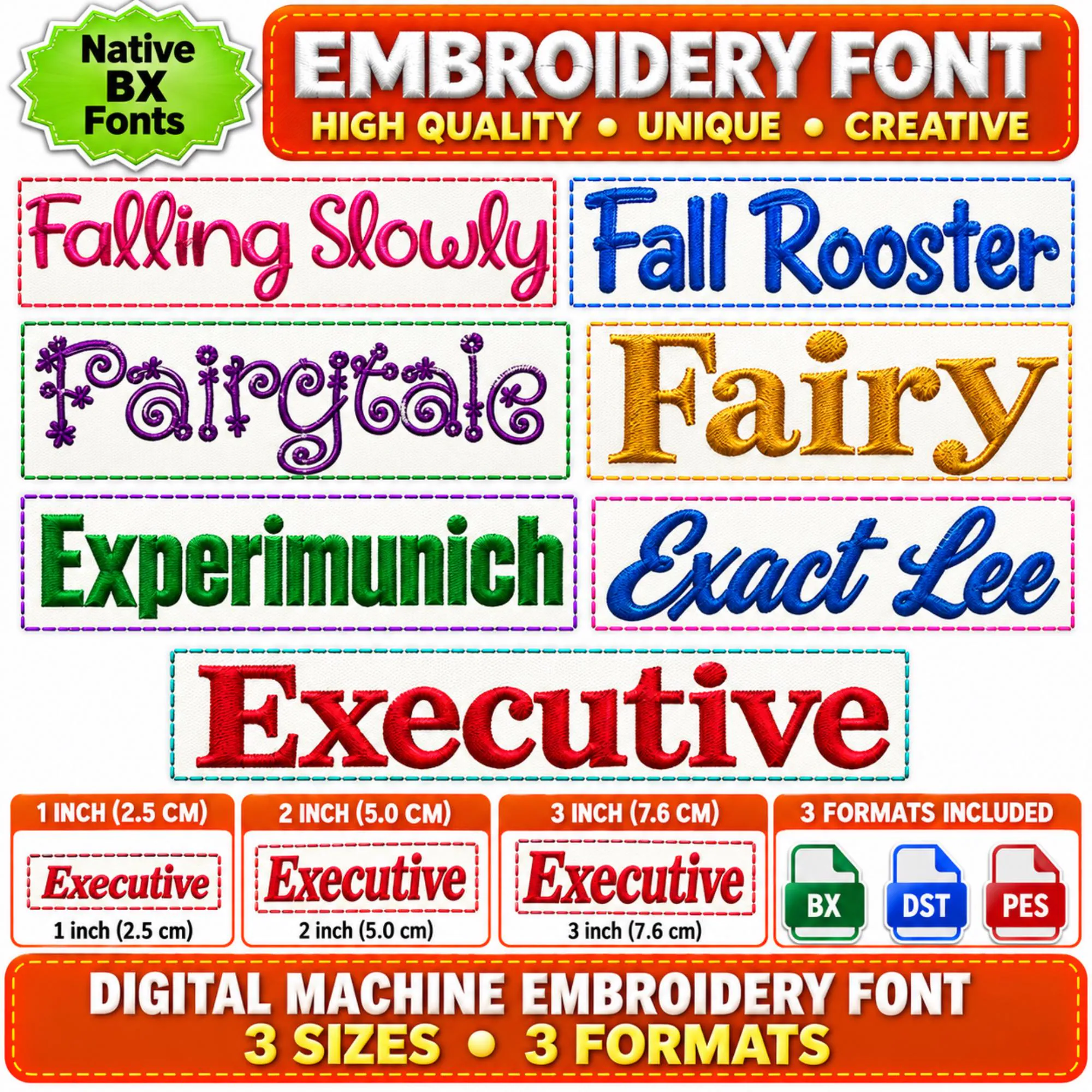 50+ Embroidery Fonts Bundle, BX PES DST Machine Embroidery Fonts, Monogram Alphabet - image 4