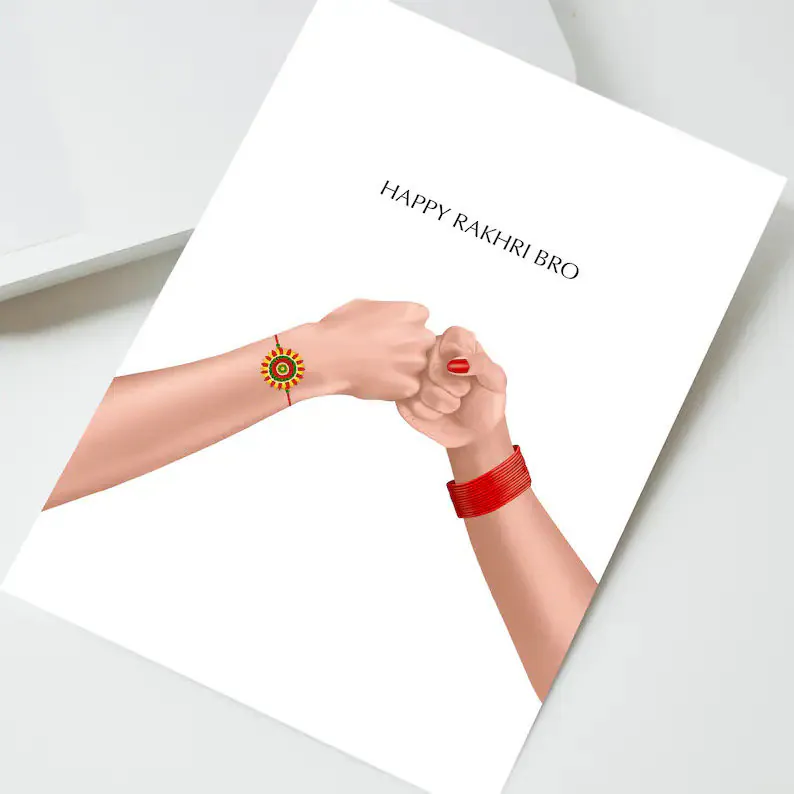 Raksha Bandhan Card, Illustrated Rakhi Card, Raksha Bandhan Gift, Card for Sister, Card for Brother, Sibling Gift, Brother Sister Gift