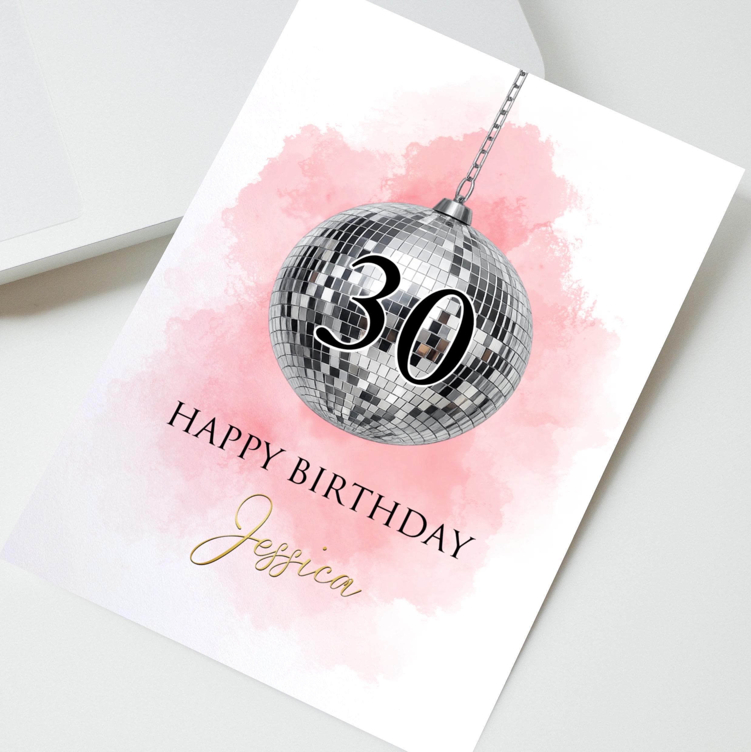 Personalised Birthday Card, Disco Ball Birthday Card, Name and Age Card, Custom Birthday Gift, Milestone Birthday Card, Party Birthday Card