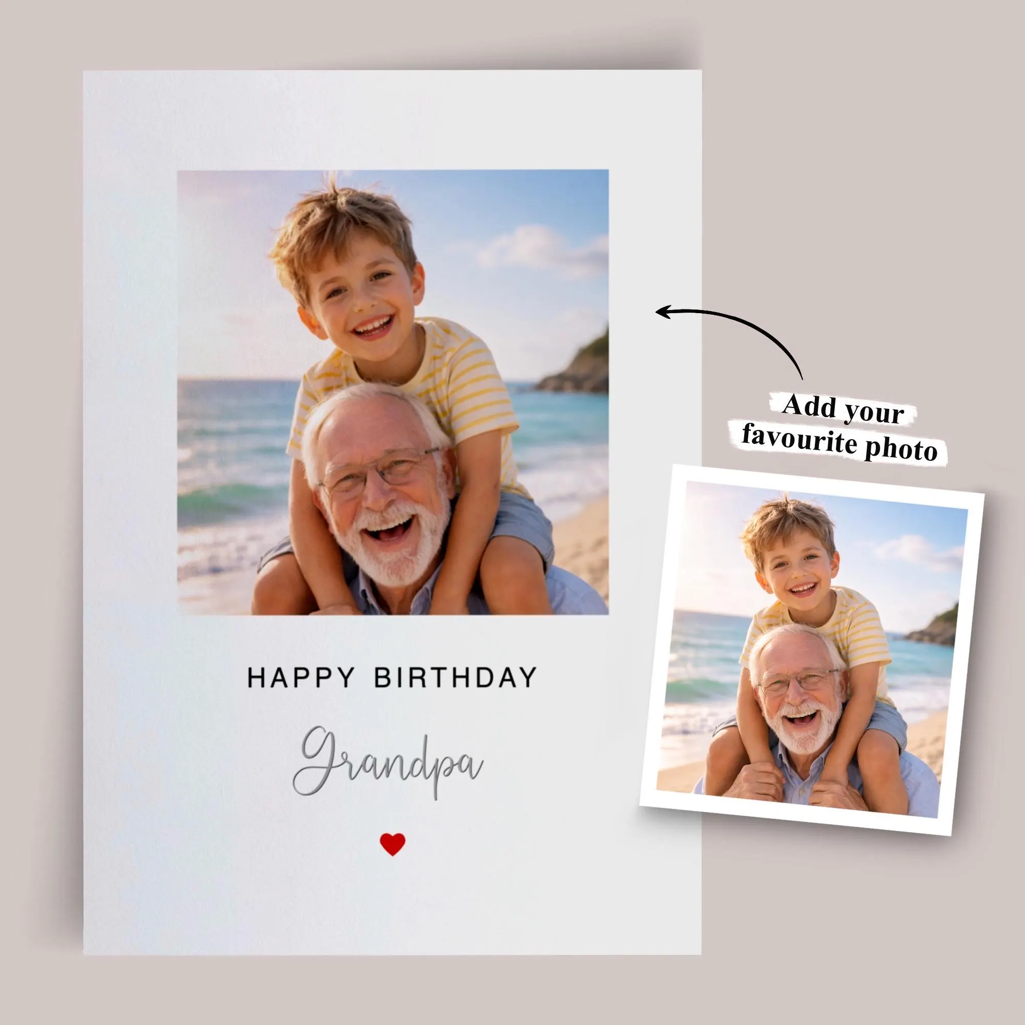 Personalised Grandpa Birthday Card, Custom Photo Birthday Card for Grandad, Grandfather Birthday Gift, Photo Upload Card from Grandchildren - image 3
