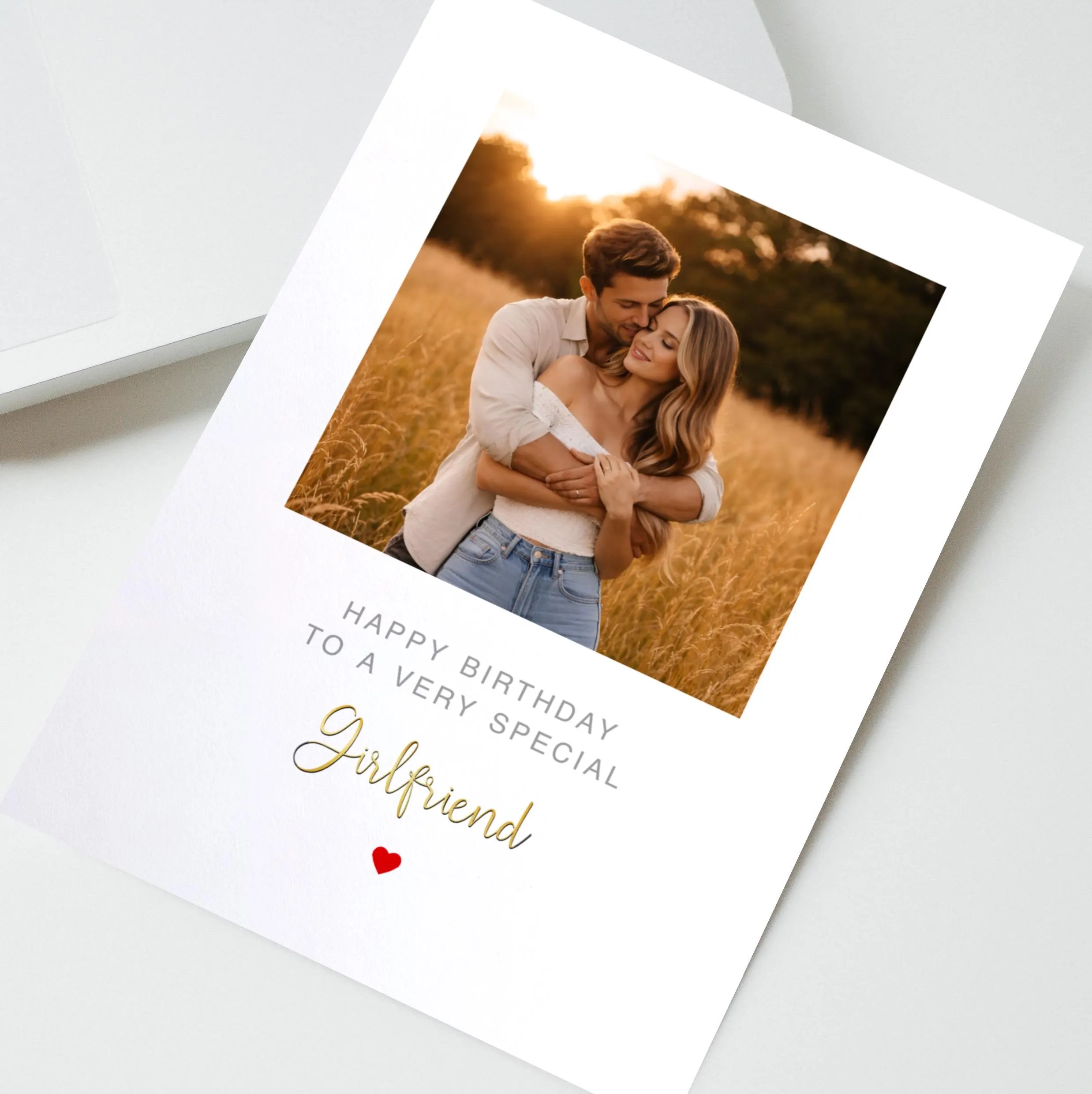 Personalised Photo Birthday Card for Girlfriend, Custom Gift for Girlfriend, Happy Birthday Girldfriend Card, Card from Boyfriend