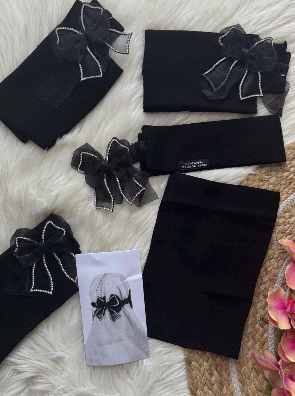 Saudi niqab with bow elastic strap