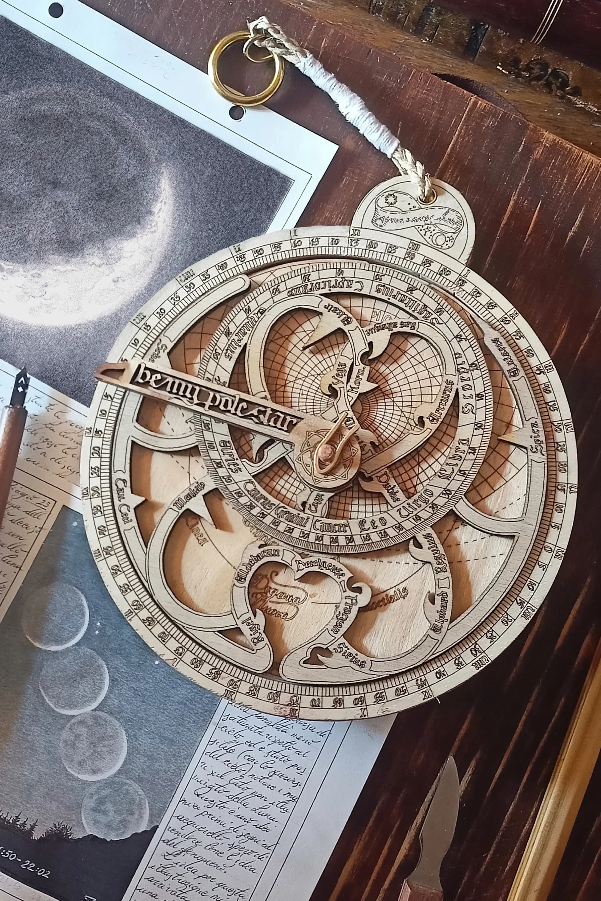 Original SVG files for Wooden Astrolabe for valentine's day. Astronomical tool, hand designed. Ideal gift for an astronomy enthusiast - image 2