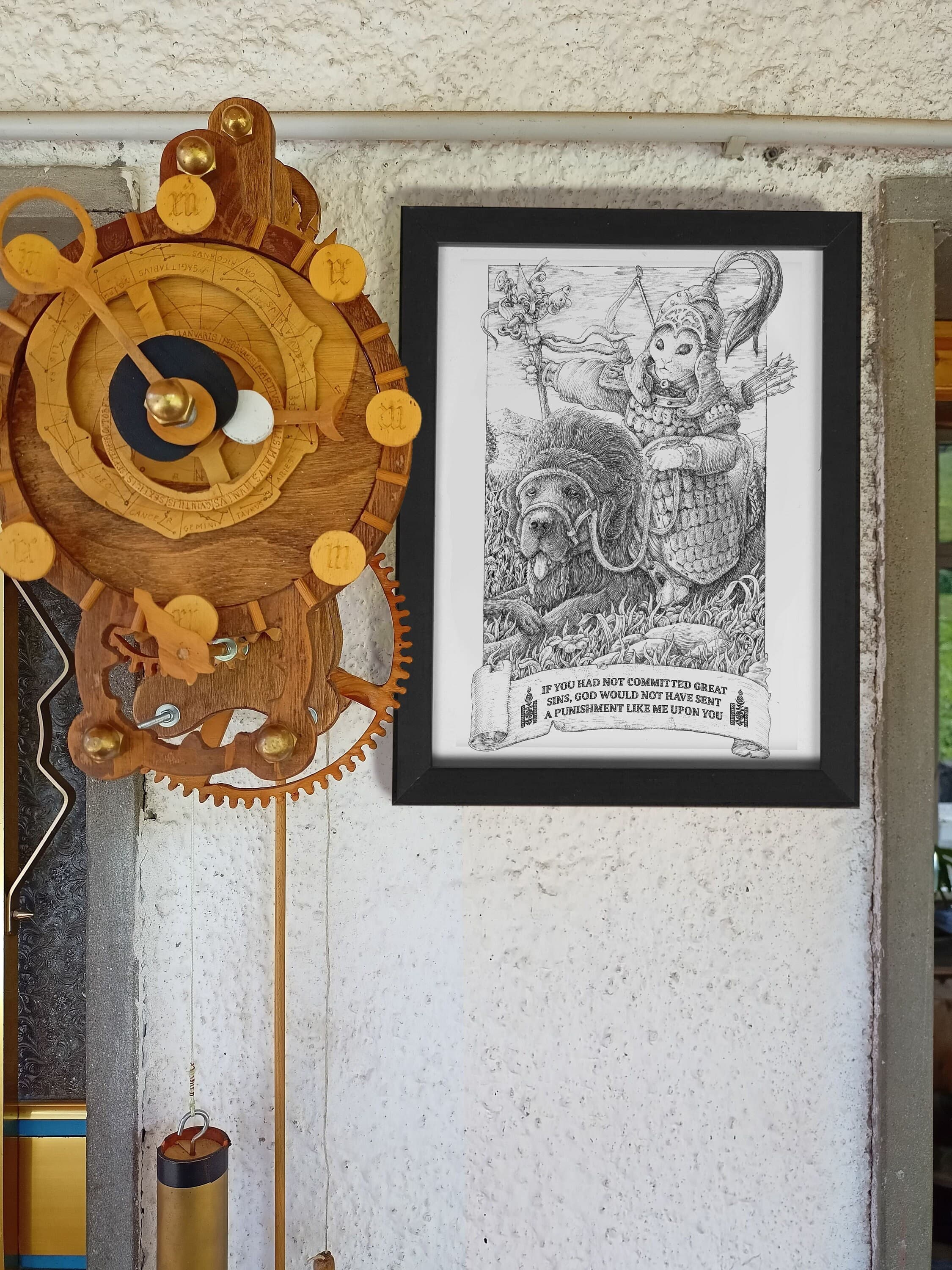 The mongol soldier - Author print, horror vacui, Poster, A4, A3, A2 Art Print, Crosshatch, Present idea. - image 4