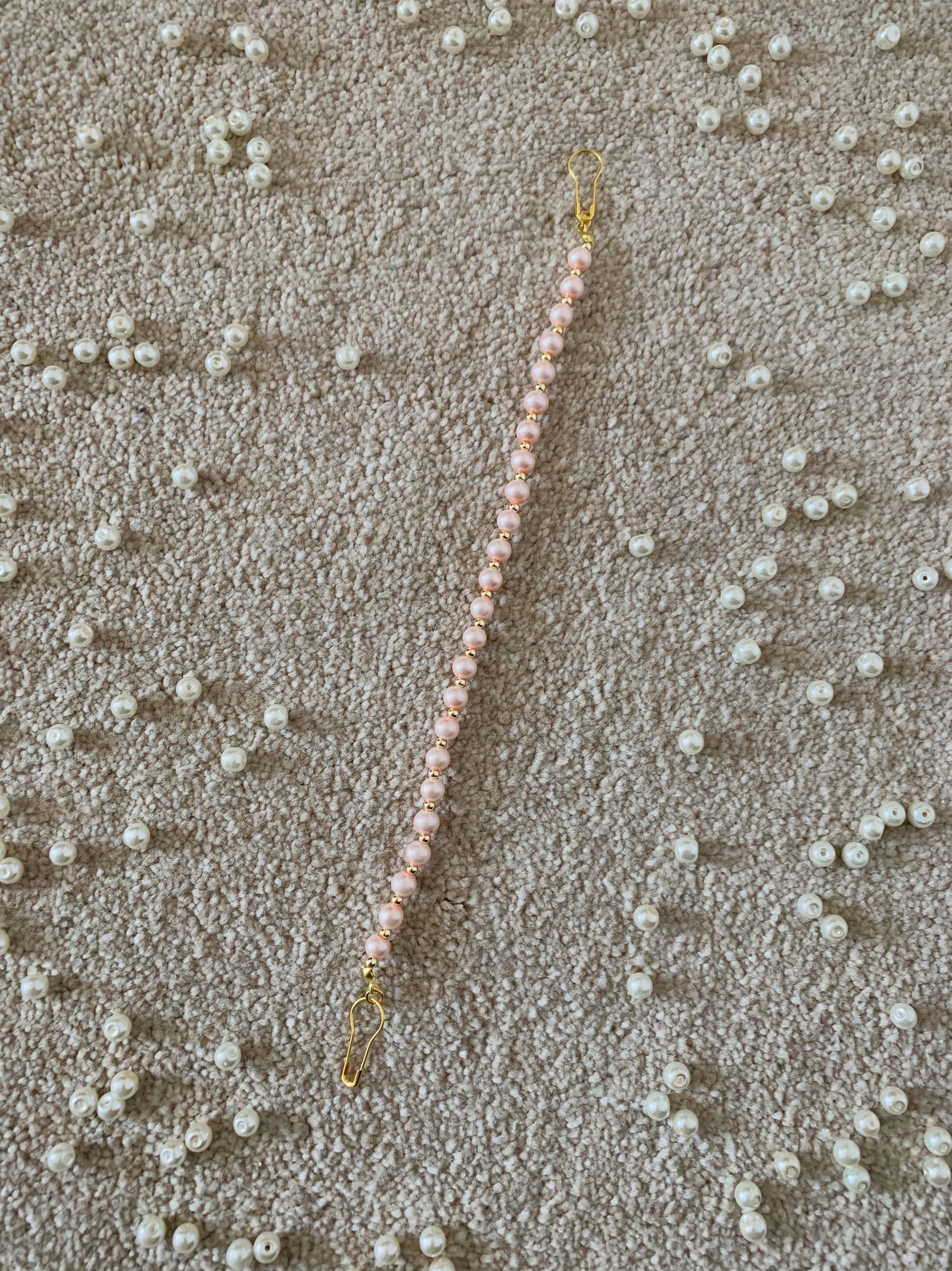 Handmade Beaded Hijab Mask Lanyard: Rose Gold Pearl Ear Saver - image 3