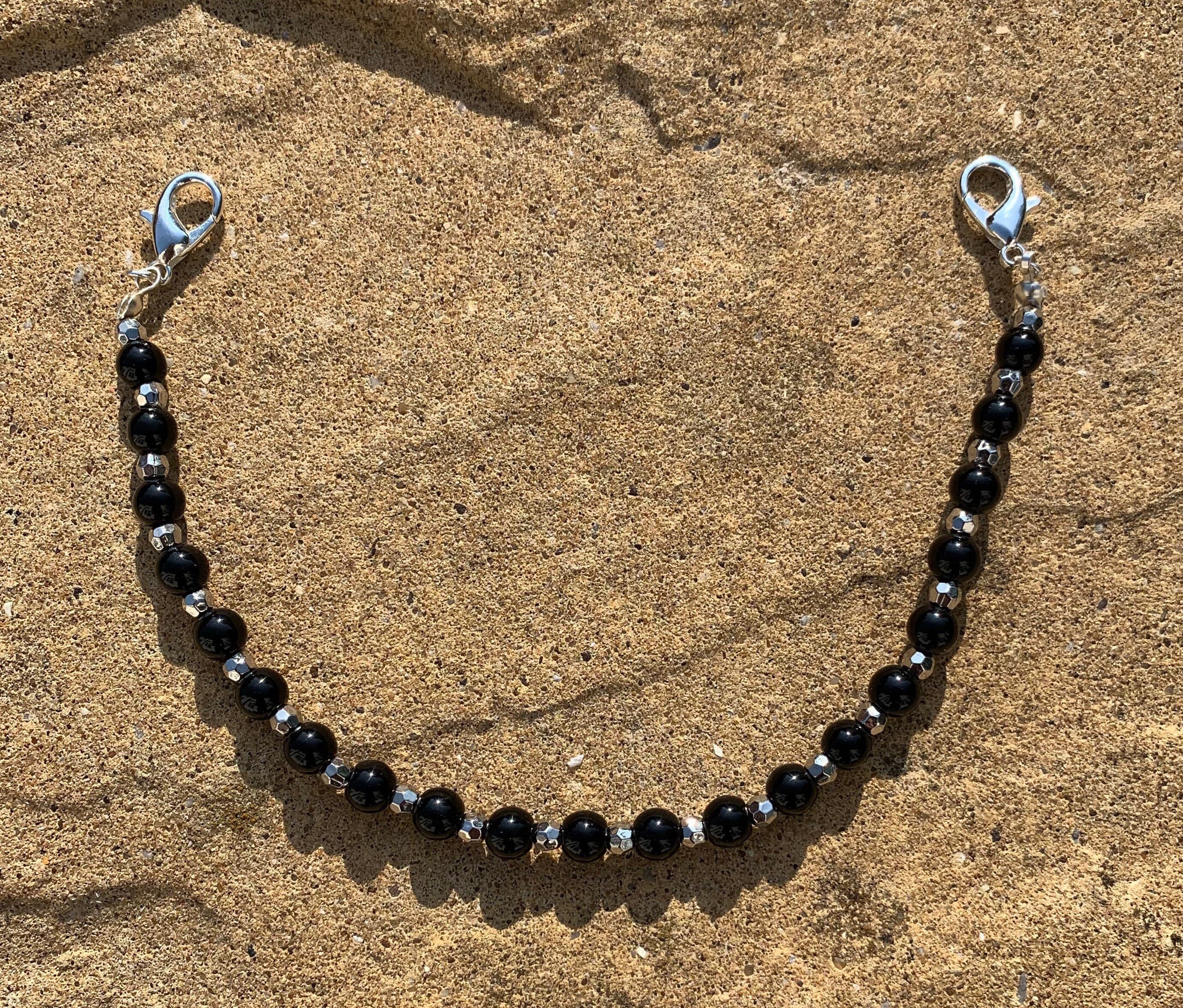 Handmade Black Beaded Hijab Face Mask Chain: Ear Saver