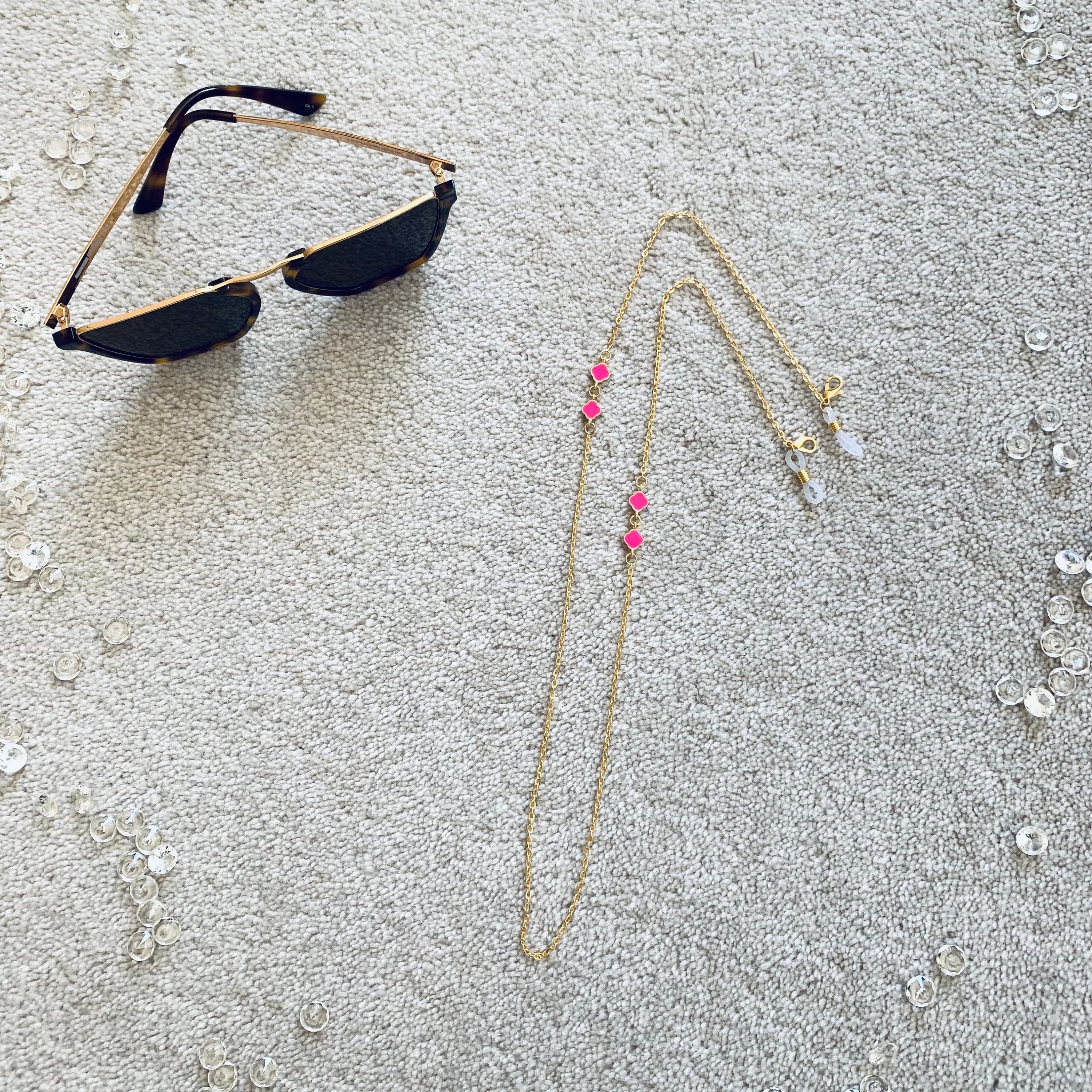 Gold Pink Clover Glasses Chain: Lucky Eyeglass Lanyard - image 3