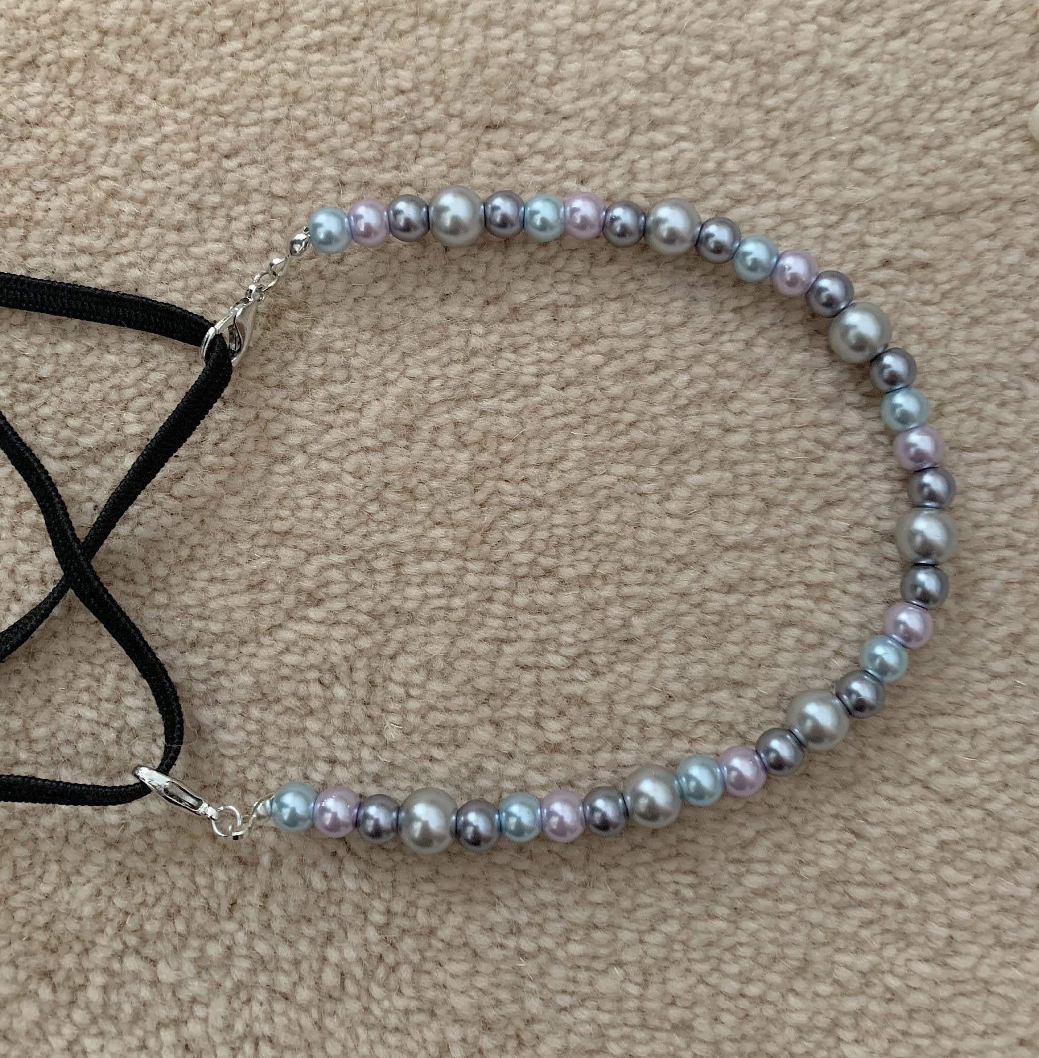 Handmade Beaded Hijab Mask Chain: Silver Pearl Ear Saver - image 3