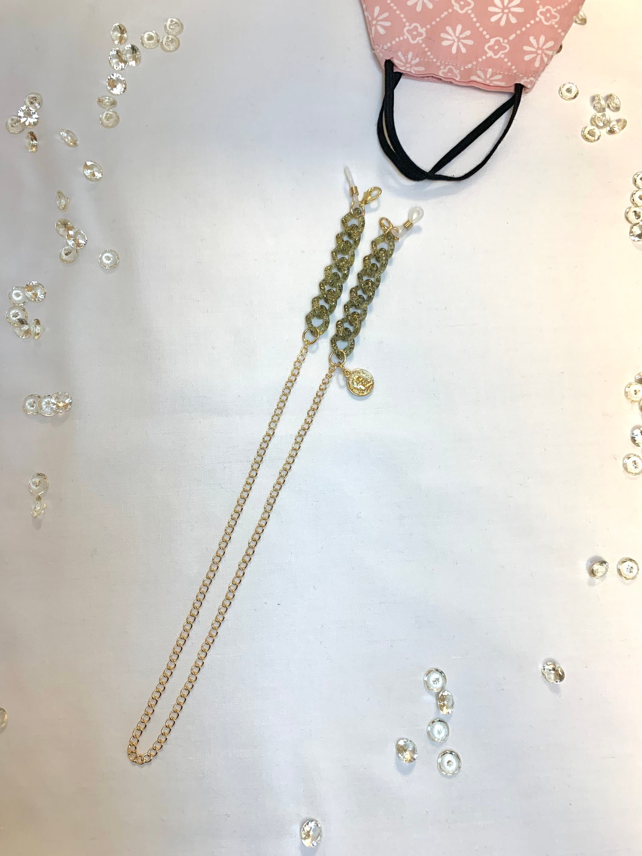 Gold Coin Pendant Glasses Chain: Acrylic Beaded Mask Lanyard - image 4