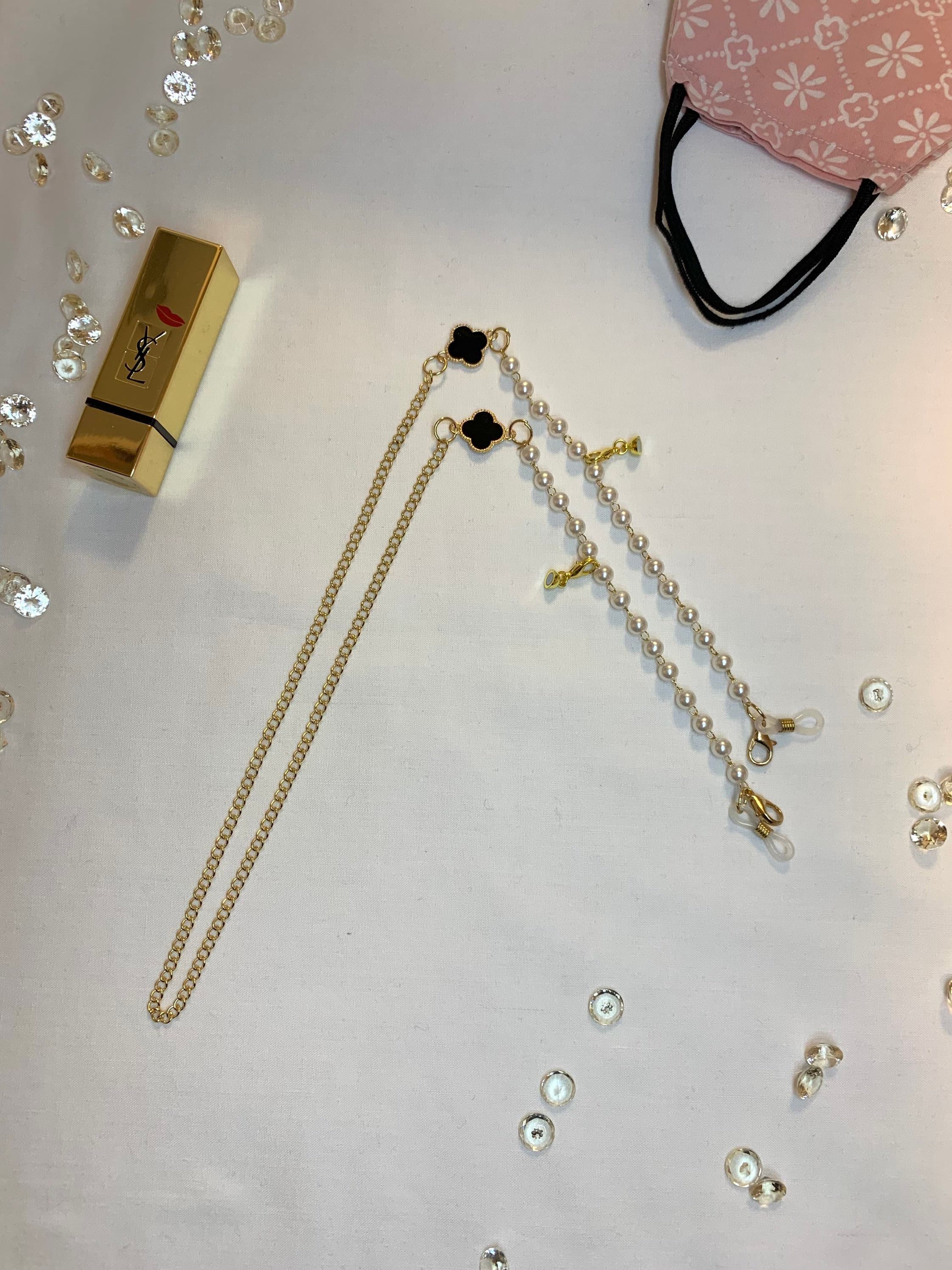 Four Leaf Clover Pearl Glasses Chain: Hijab Mask Lanyard - image 3