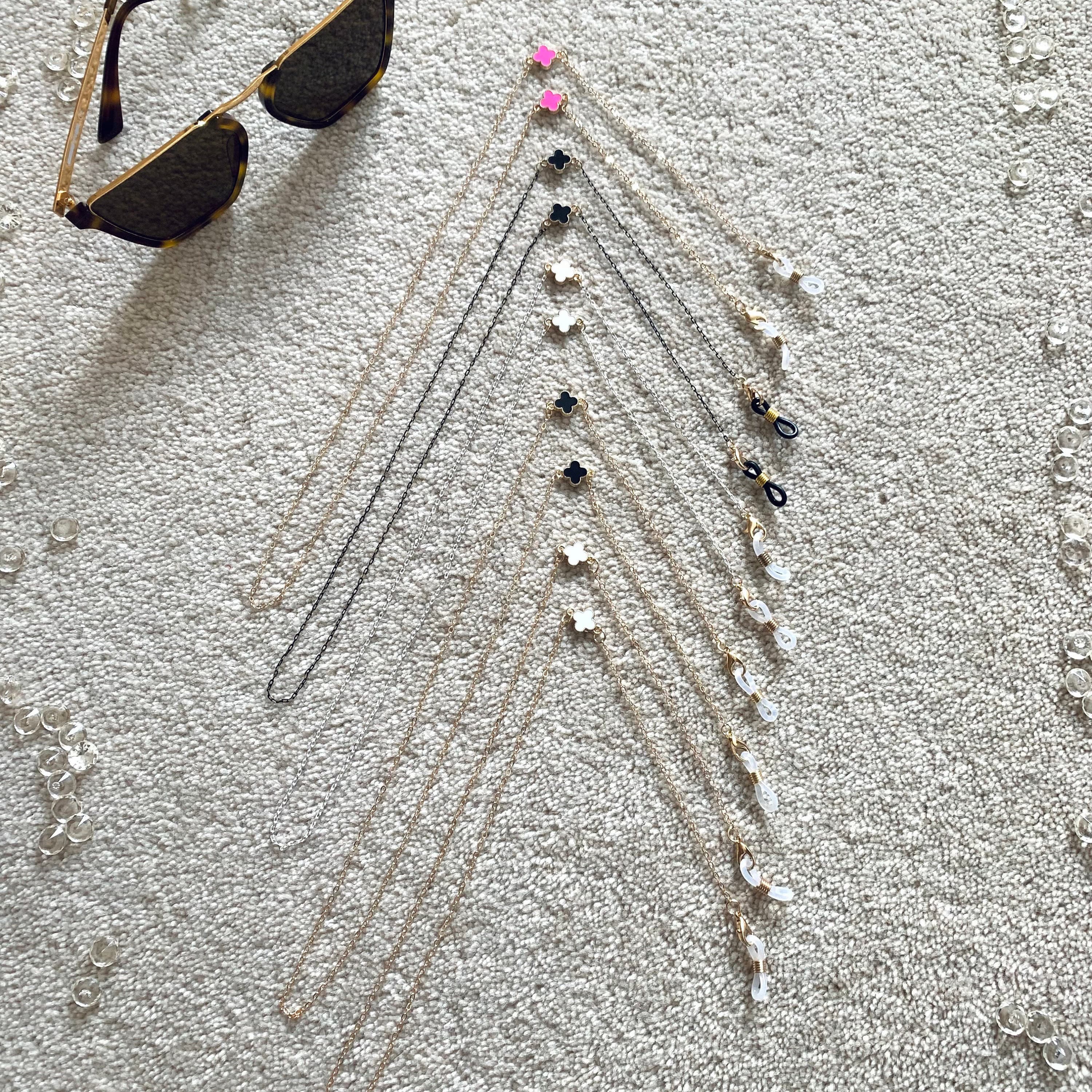 Lucky Clover Glasses Chain: Gold Enamel Eyeglass Lanyard