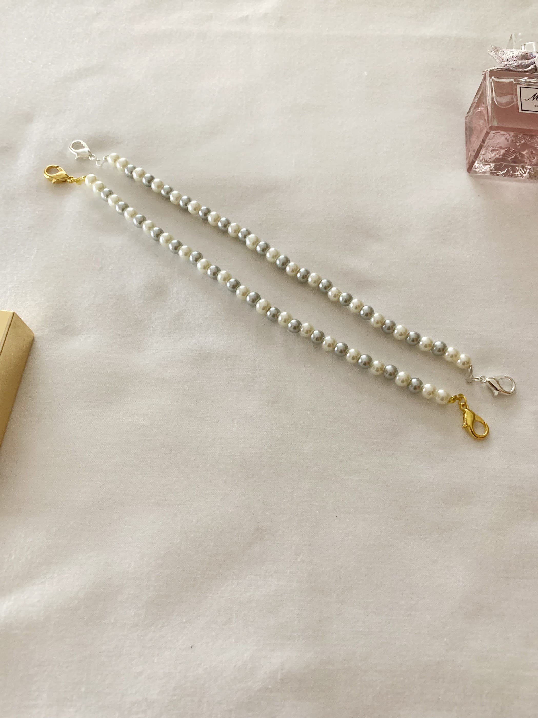 Handmade Beaded Hijab Mask Chain: Pearl Connector, Ear Saver