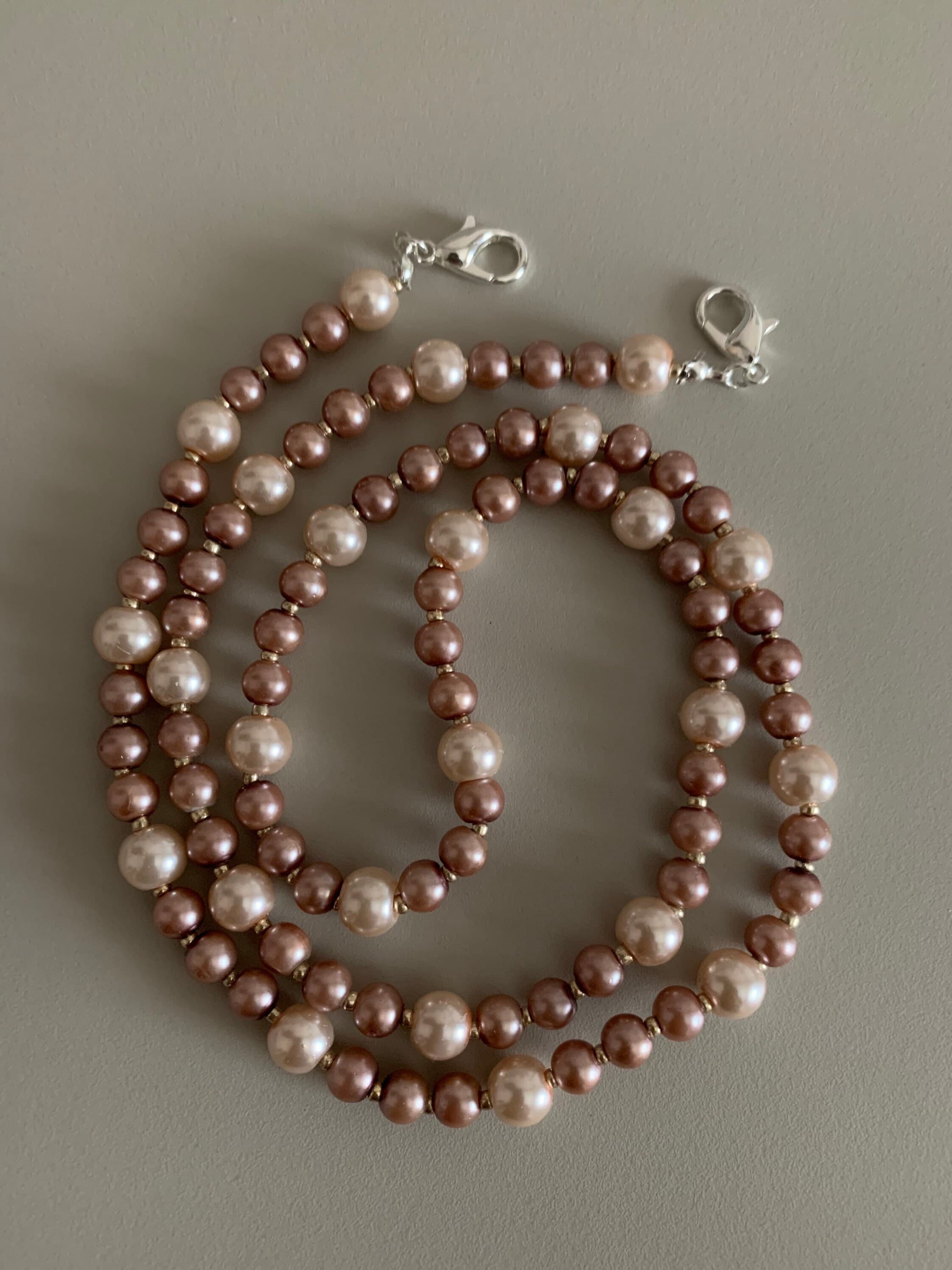Handmade Beaded Face Mask Chain: Bronze & Rose Gold Glasses Lanyard - image 3