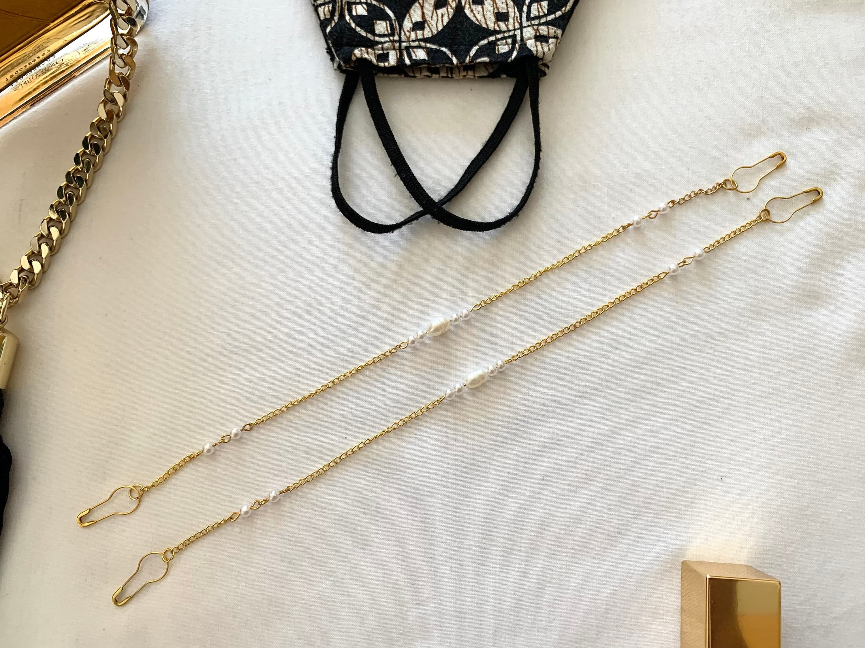 Handmade Beaded Hijab Mask Chain: Pearl & Miyuki Bead Extender - image 4