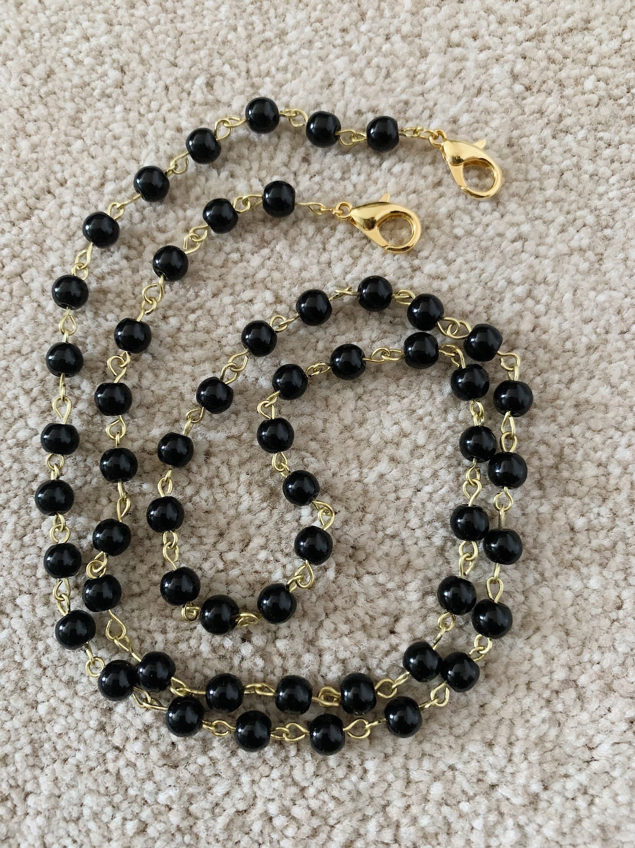 Handmade Black Bead Face Mask Lanyard: Glasses Chain - image 5