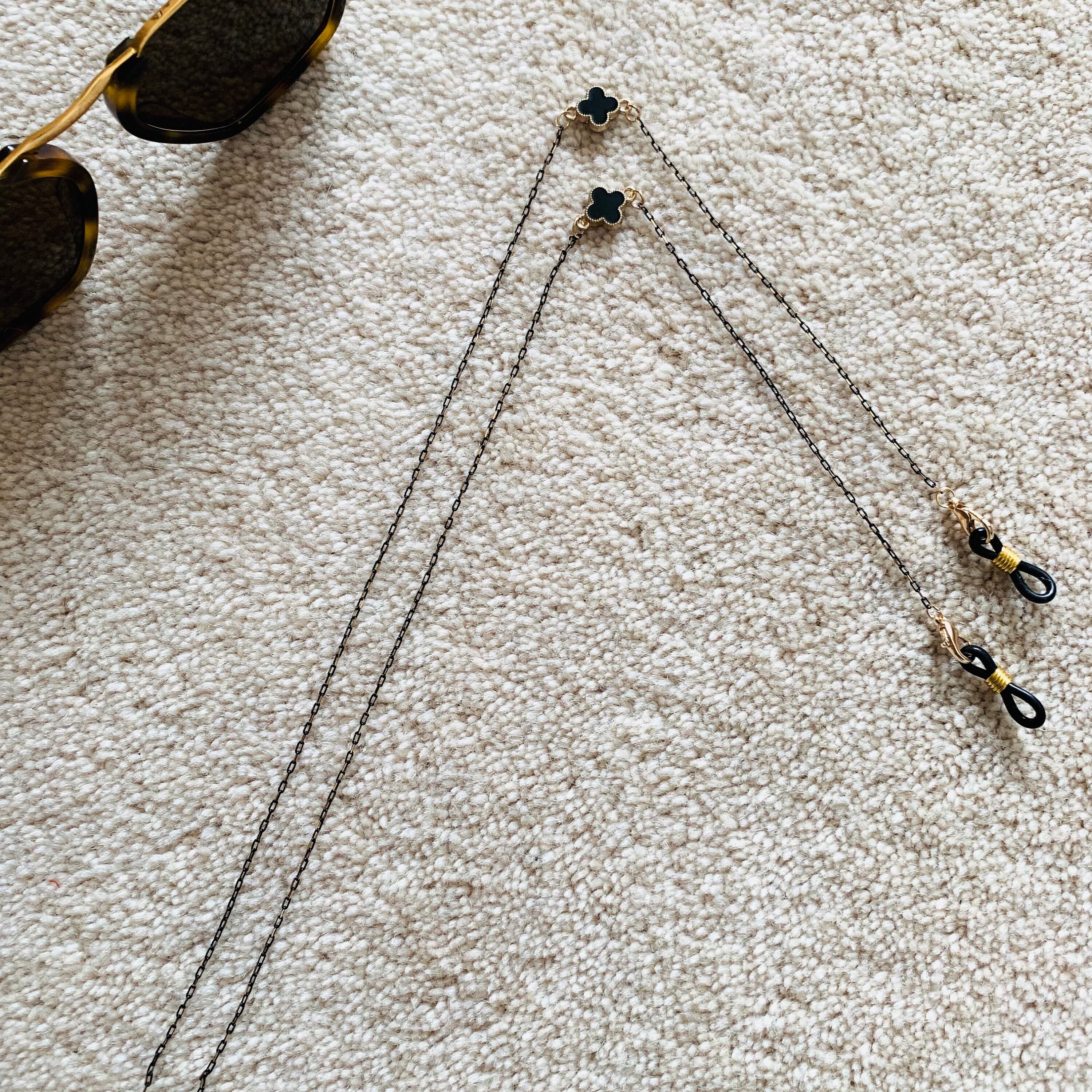 Lucky Clover Glasses Chain: Gold Enamel Eyeglass Lanyard - image 5