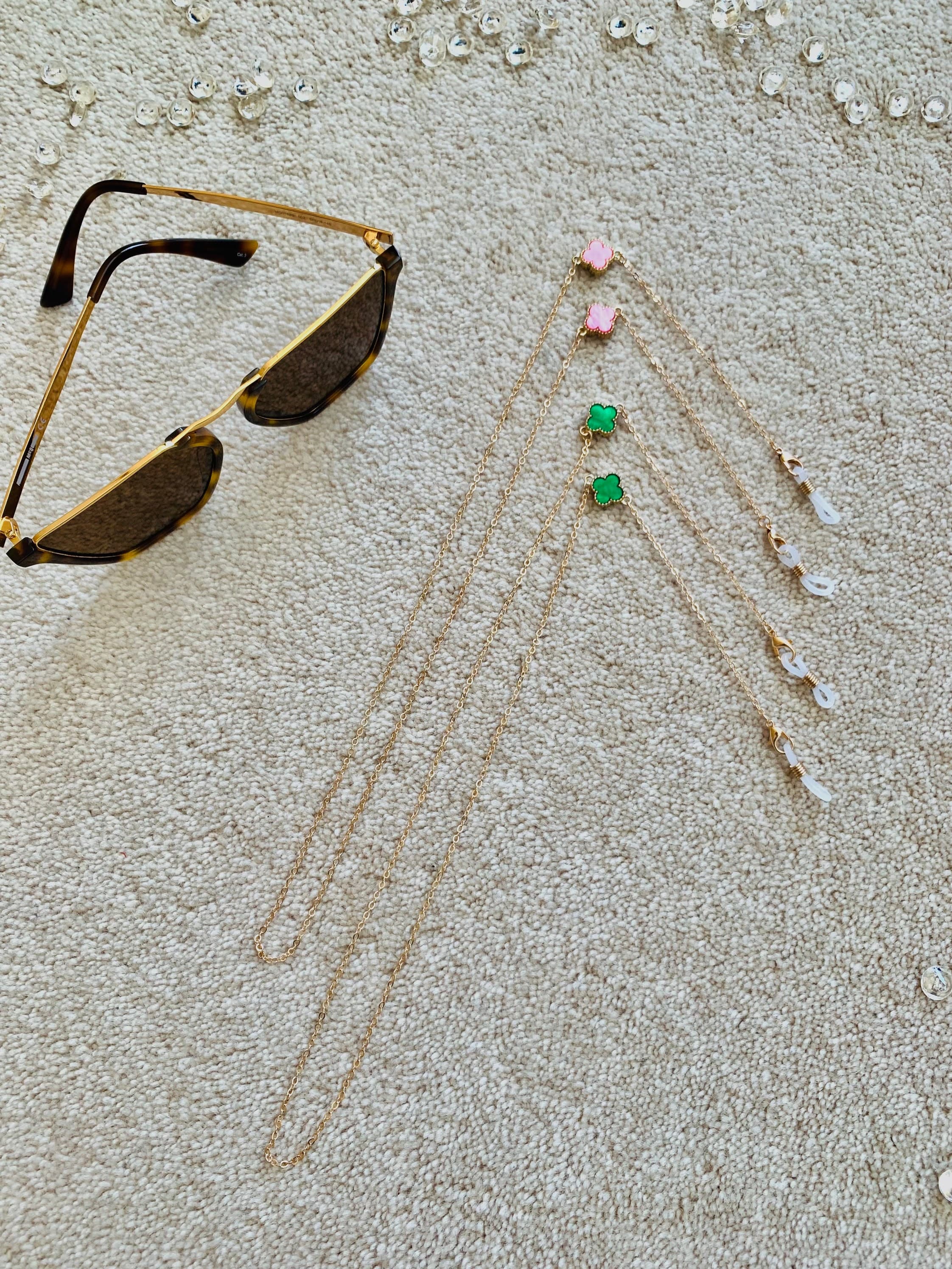 Four Leaf Clover Mask Chain: Gold Plated Glasses Lanyard