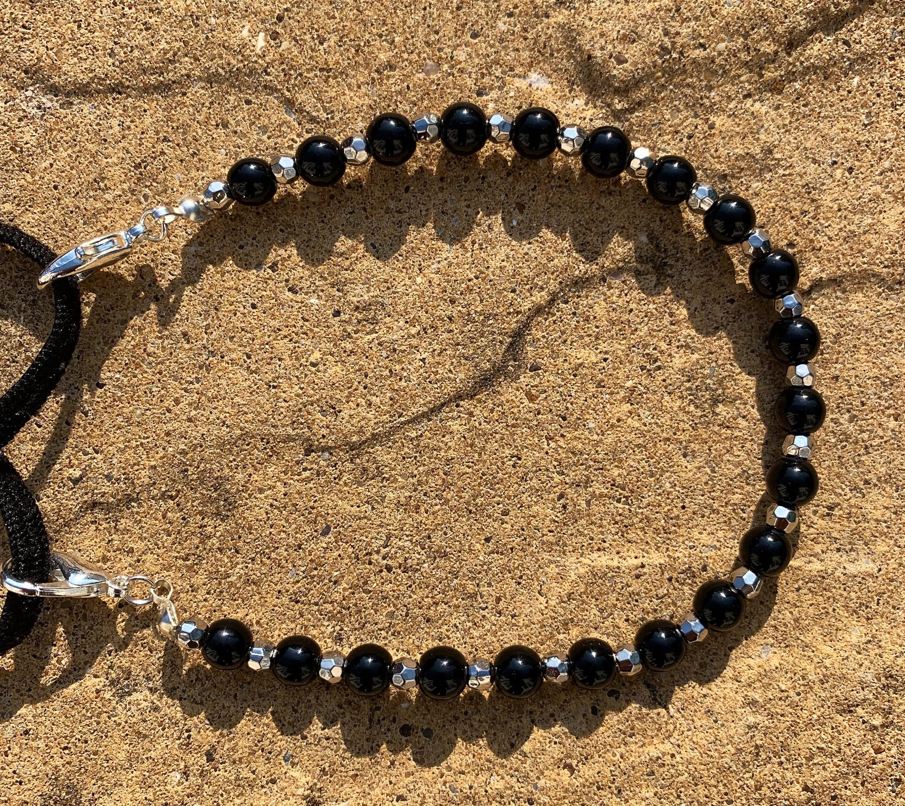 Handmade Black Beaded Hijab Face Mask Chain: Ear Saver - image 3