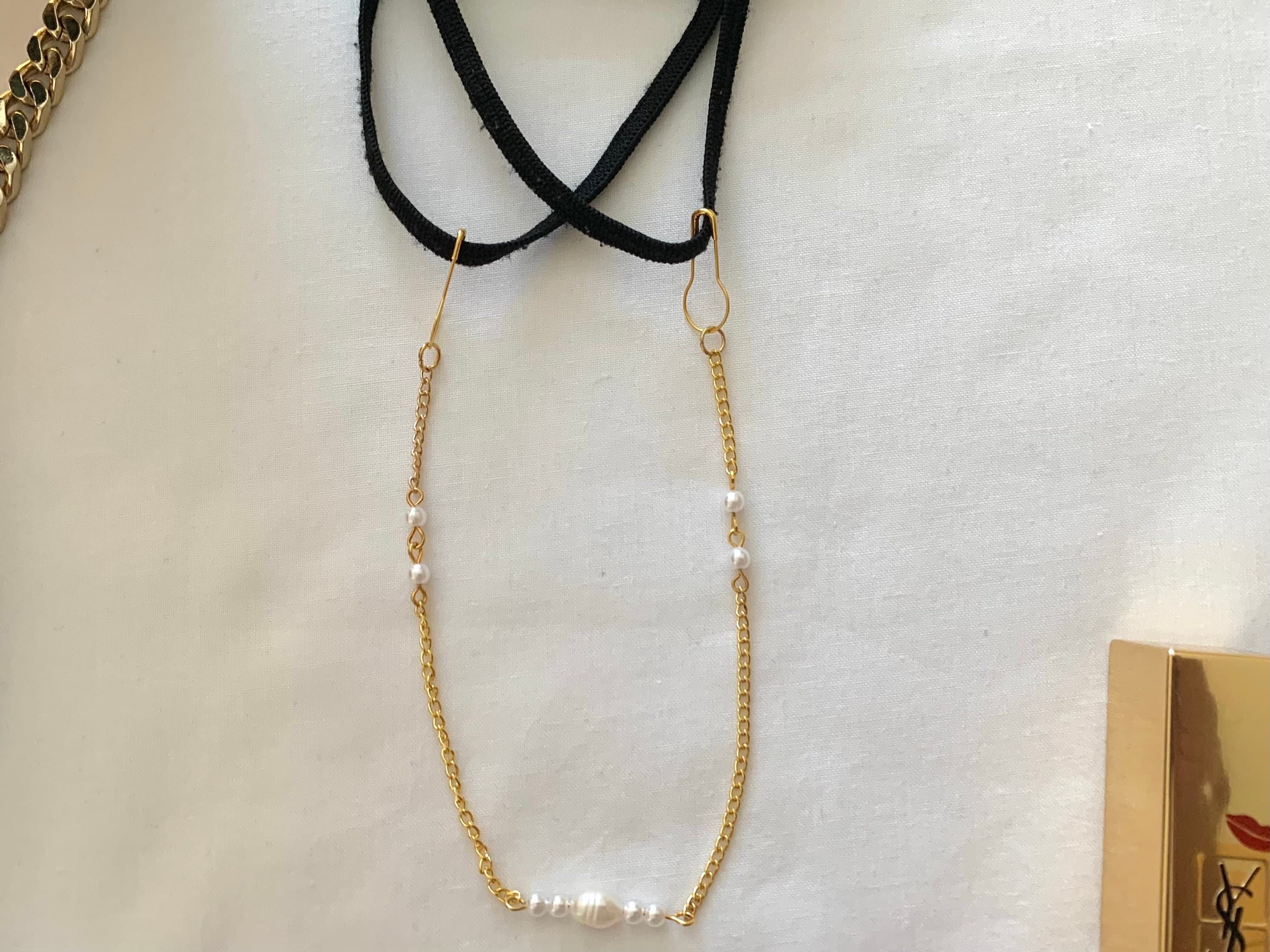Handmade Beaded Hijab Mask Chain: Pearl & Miyuki Bead Extender - image 5