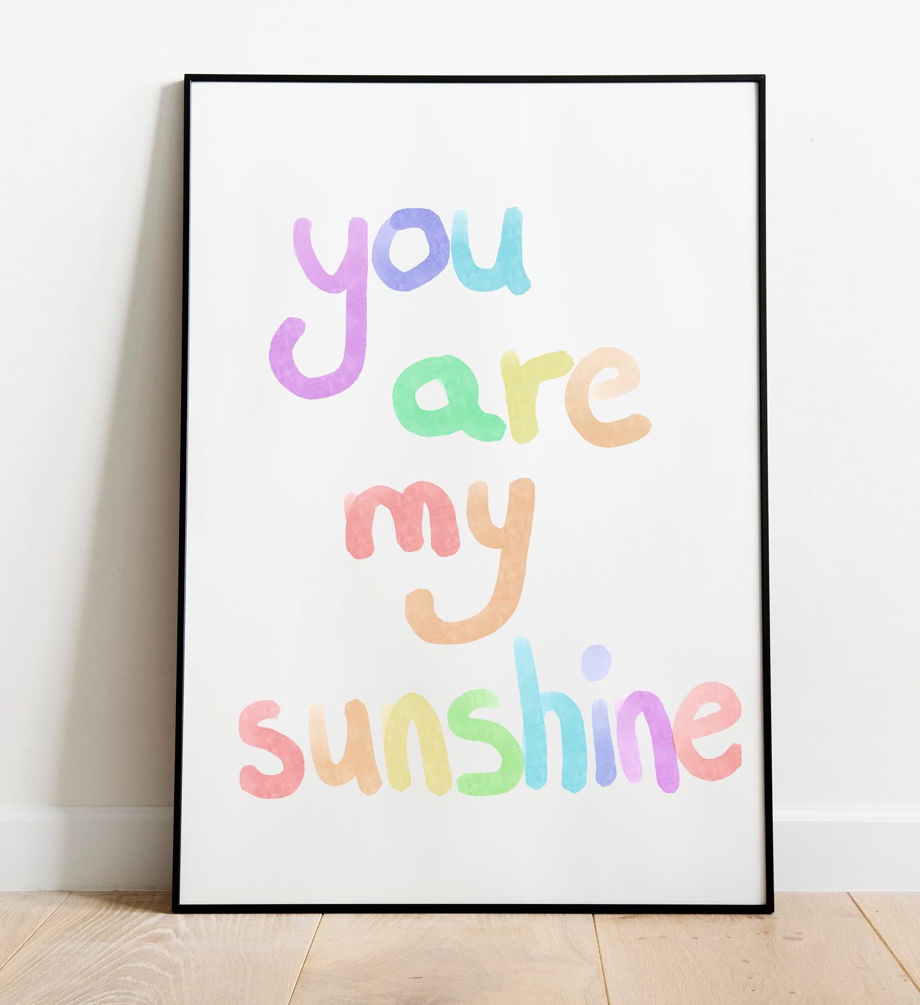 You Are My Sunshine Watercolor Nursery Prints, Rainbow, Sun (Digital Download) - image 3
