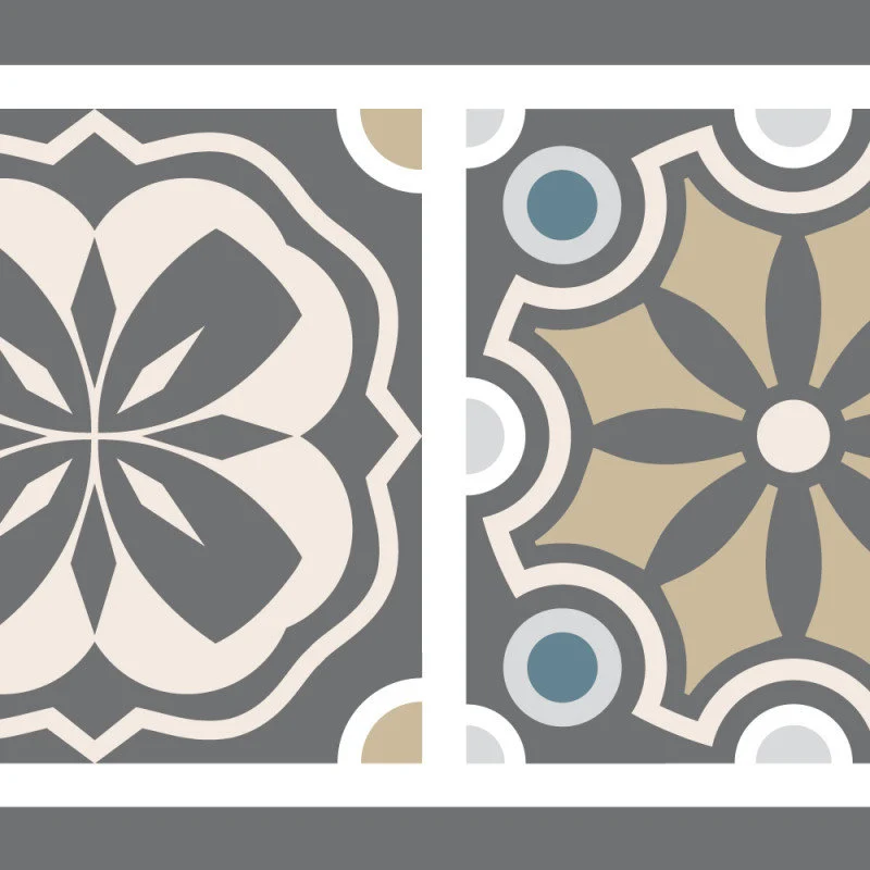 Contremarches autocollantes imitation carreaux de ciment - Lot de 4 contremarches escalier. Contremarches motifs anciens en adhésif ou PVC - image 4