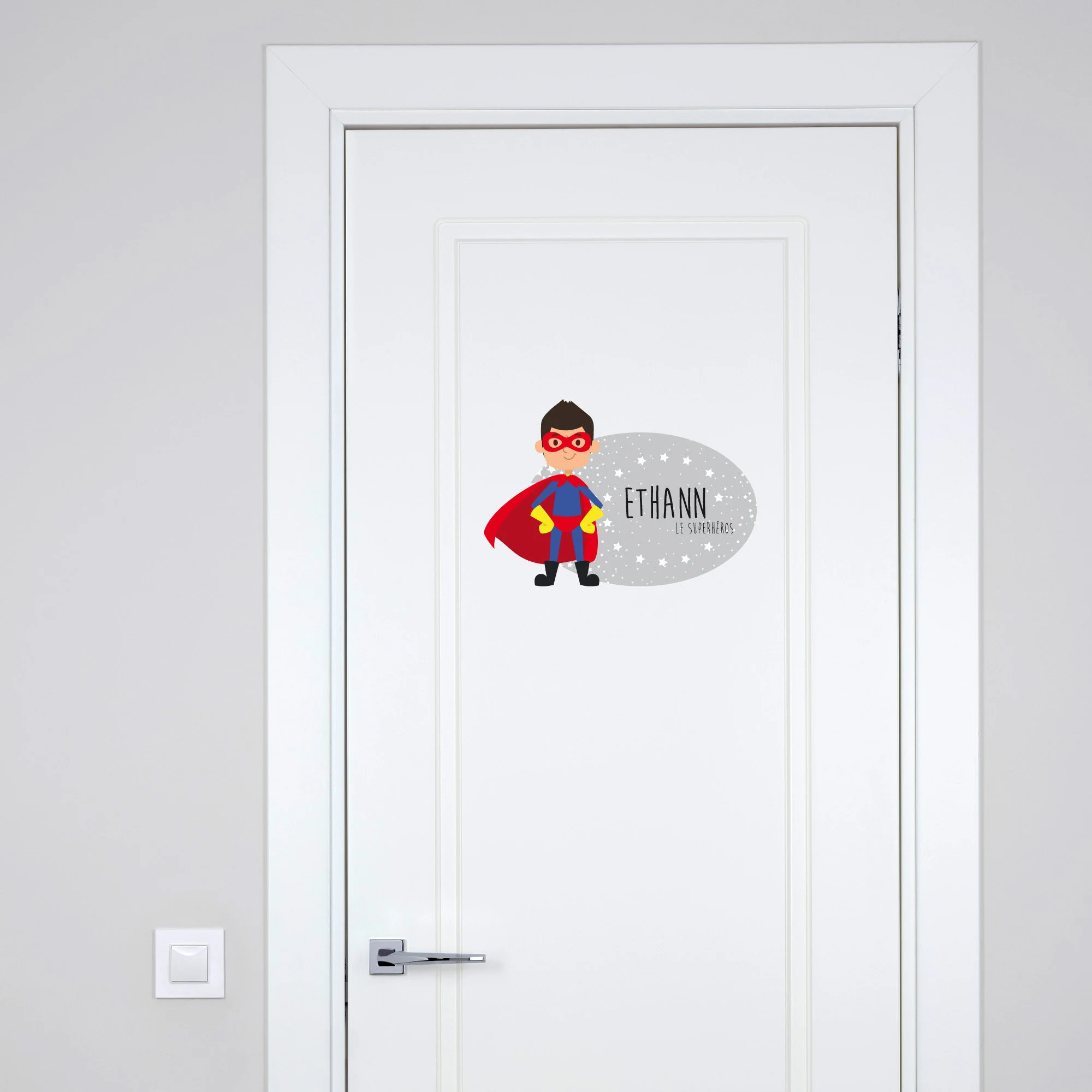 Sticker Autocollant Plaque de Porte Pour Enfants SUPER HÉROS - Idéal Chambre - Personnalisable avec le Prénom de Votre Enfant - image 3