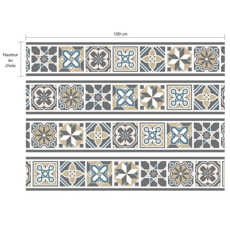 Contremarches autocollantes imitation carreaux de ciment - Lot de 4 contremarches escalier. Contremarches motifs anciens en adhésif ou PVC - image 2