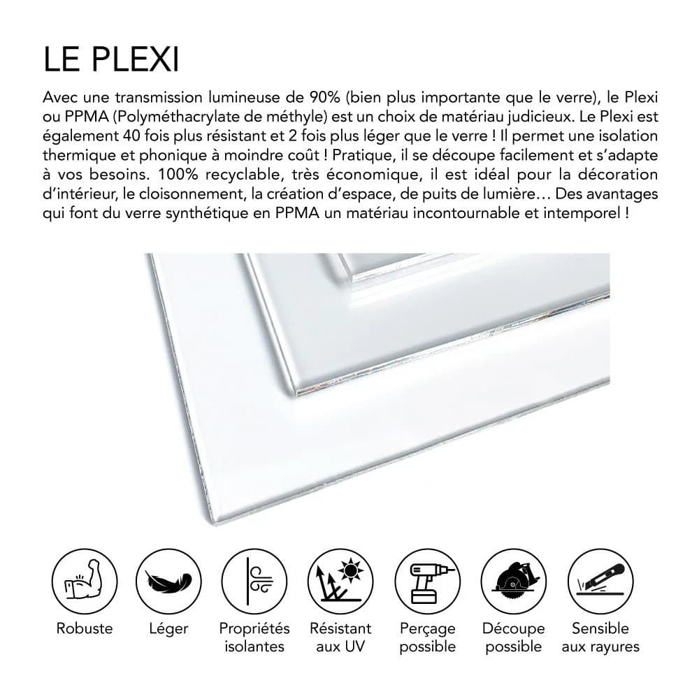 Verre acrylique A3, A4, A5 - Épaisseurs 1mm à 6mm - Plaque de verre acrylique transparent. Plastique PMMA XT extrudé - Découpé sur mesure - image 3