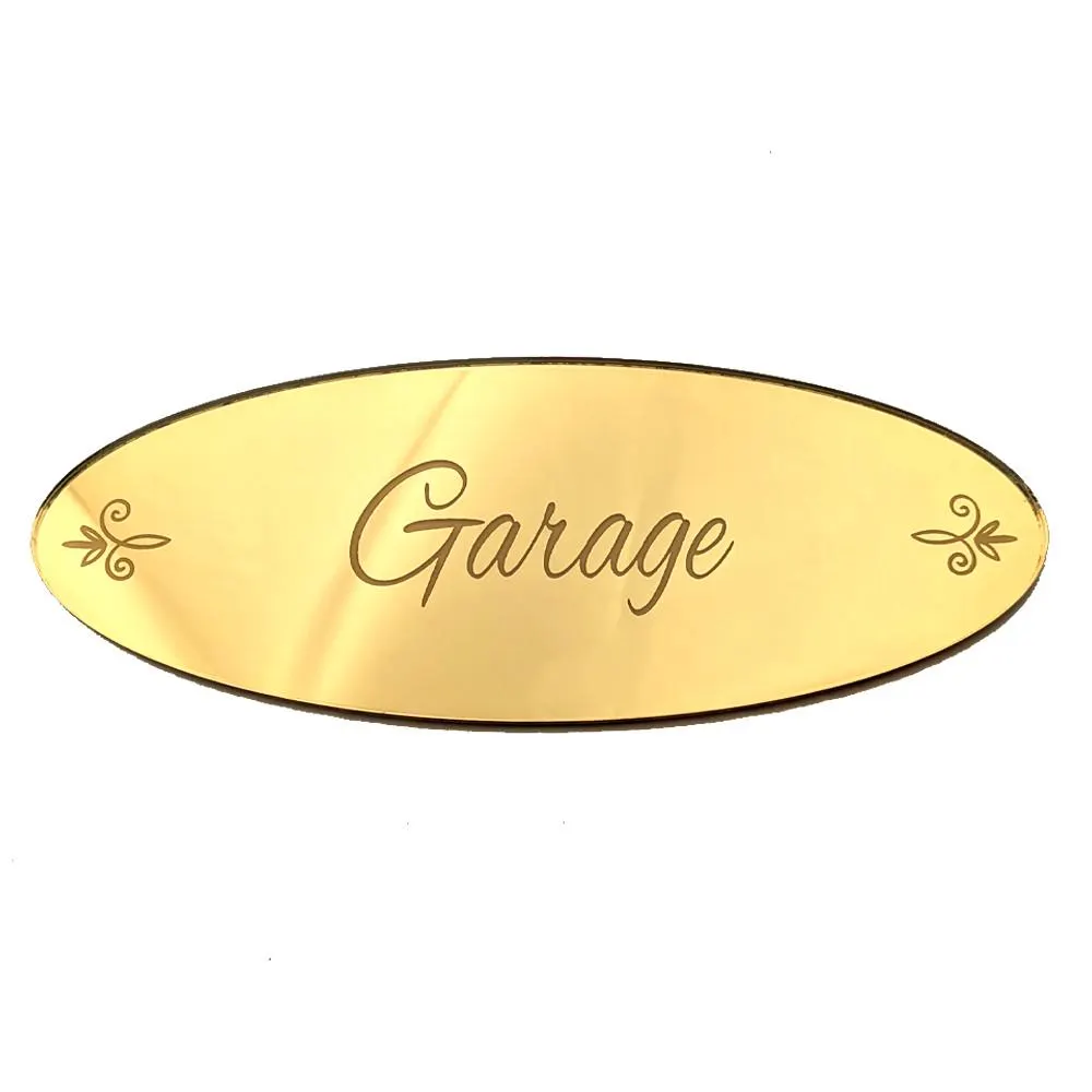 Plaque de porte garage en miroir or, plaque gravée chic et élégante avec double-face