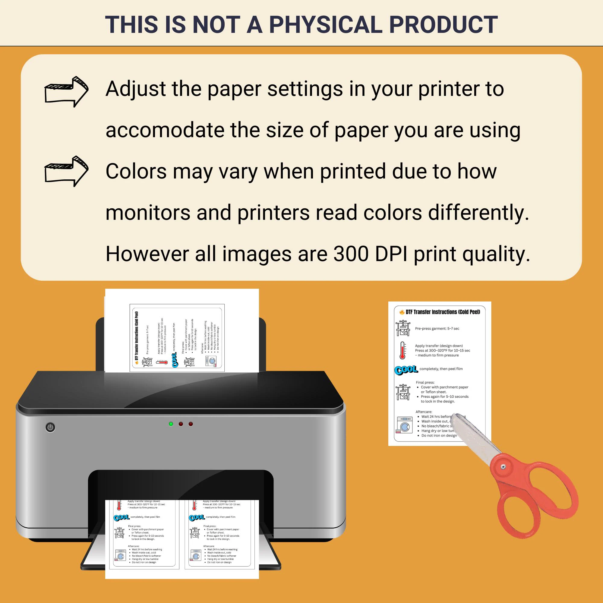 DTF Transfer Care Instructions Card: Printable PNG, JPG (Digital Download) - image 4
