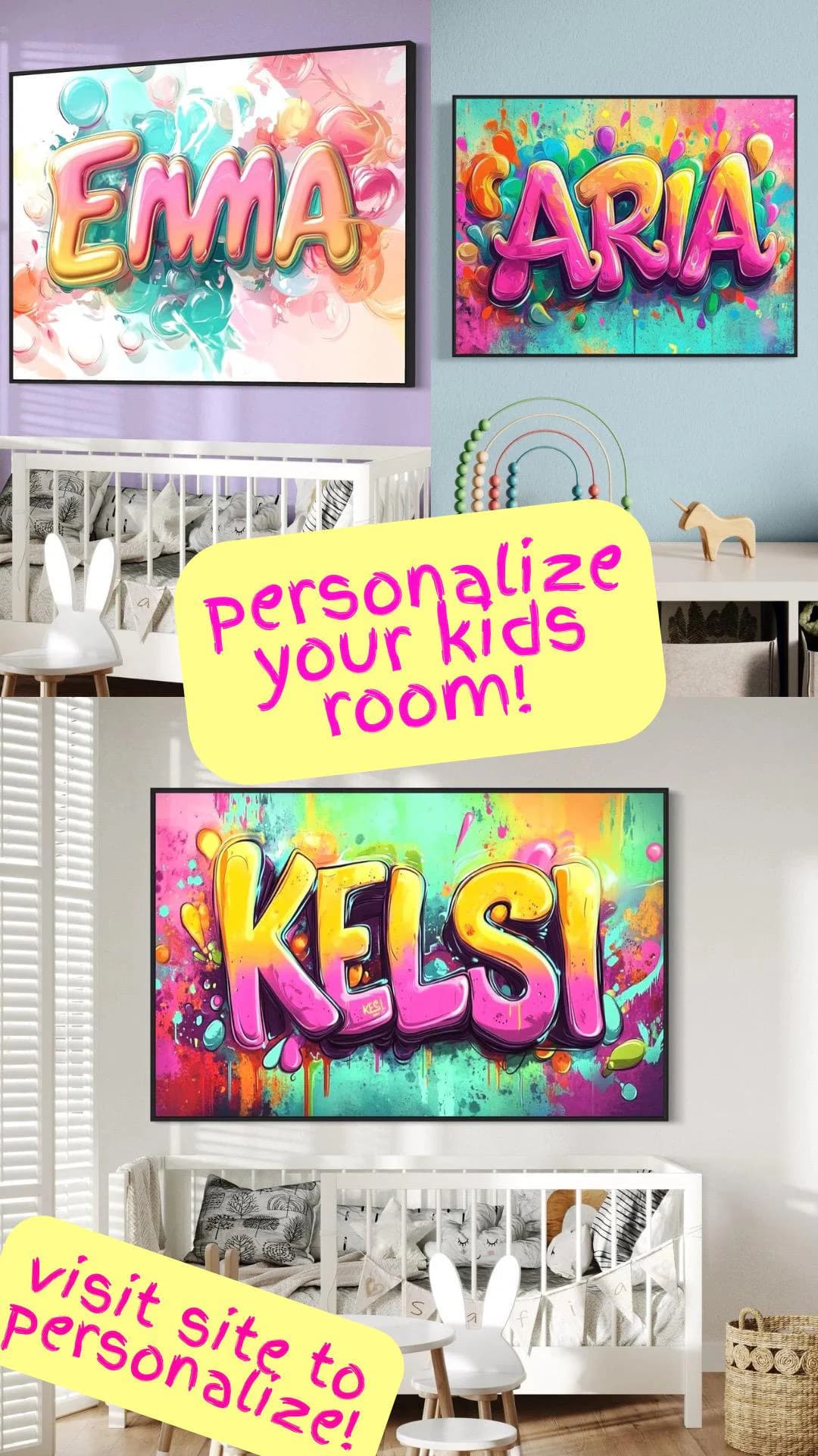 Personalized Custom Name Wall Art for Girls' Bedroom - Beautiful Name Decor for Kids' Children’s Room