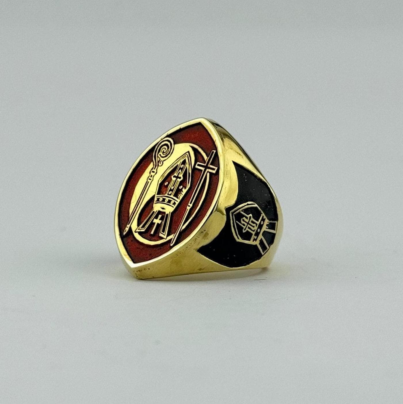 Custom Bishop Seal Ring, Personalized Episcopal Crest, Large  Clergy Ring, Cross Ring in Silver or 18K Gold, Apostle Seal Jewelry - image 2