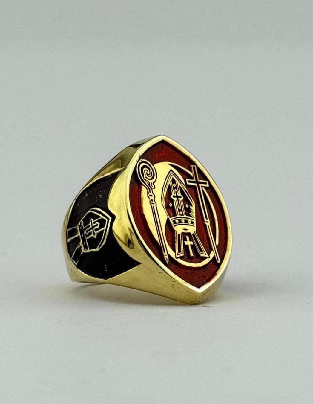 Custom Bishop Seal Ring, Personalized Episcopal Crest, Large  Clergy Ring, Cross Ring in Silver or 18K Gold, Apostle Seal Jewelry - image 3