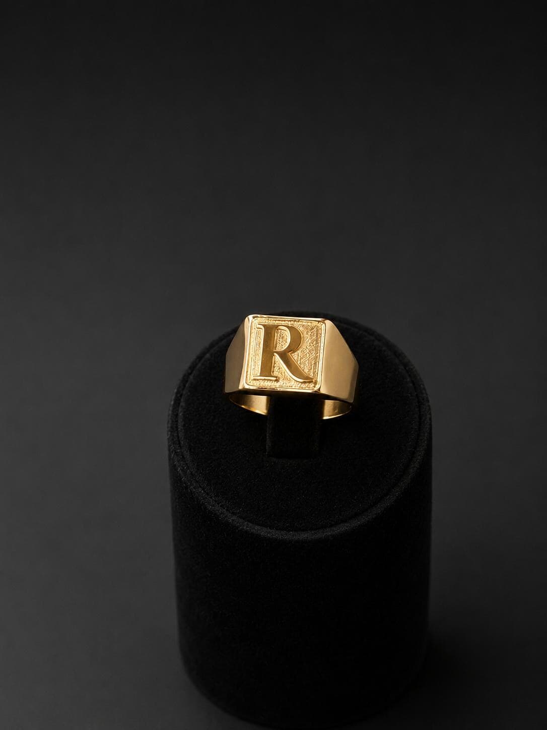 Custom Initial Signet Ring, Personalized Letter Ring for Men and Women, Square Monogram Ring, 14k Gold Custom Pinky Ring, Christmas Gift - image 3