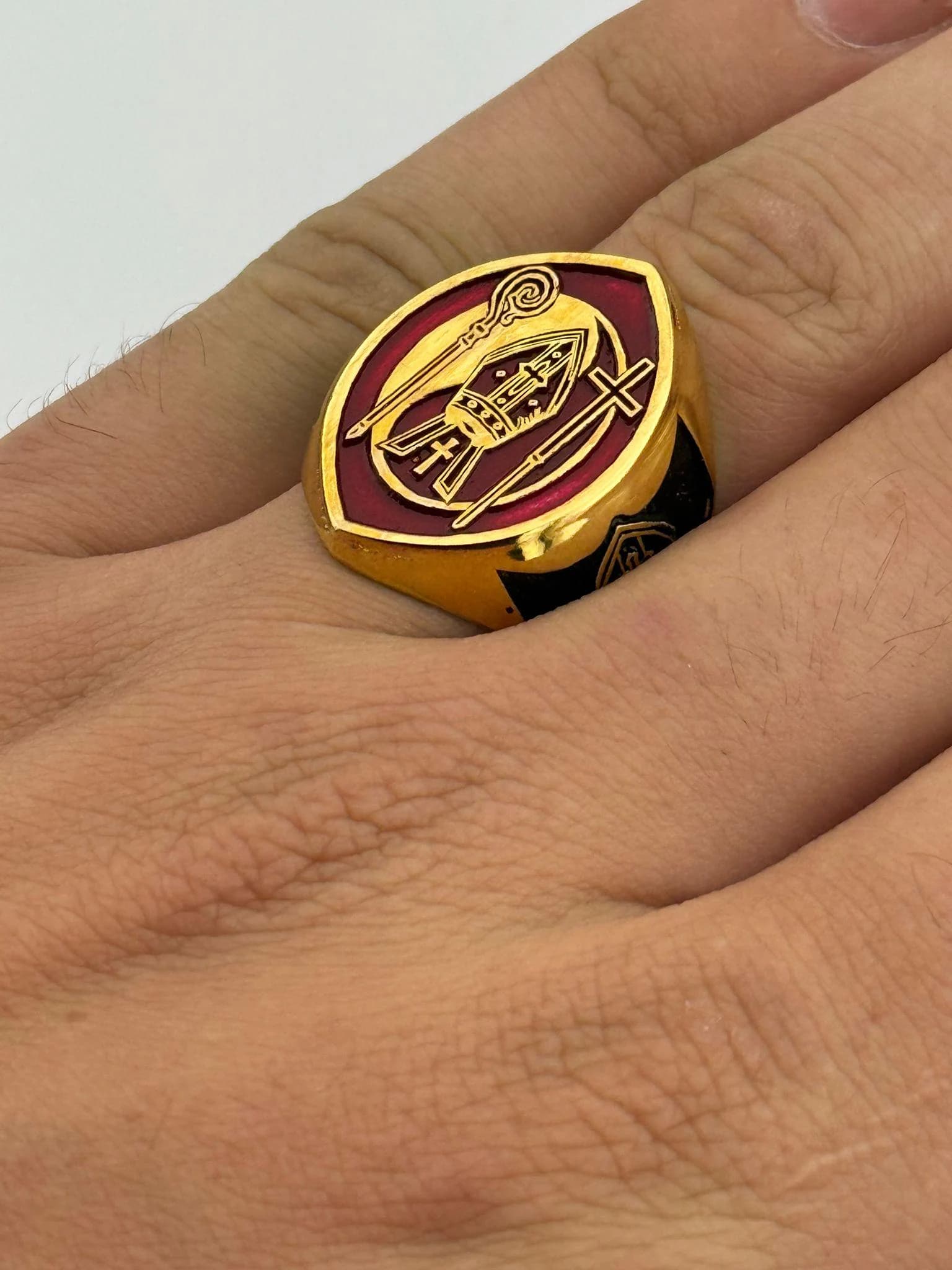 Custom Bishop Seal Ring, Personalized Episcopal Crest, Large  Clergy Ring, Cross Ring in Silver or 18K Gold, Apostle Seal Jewelry