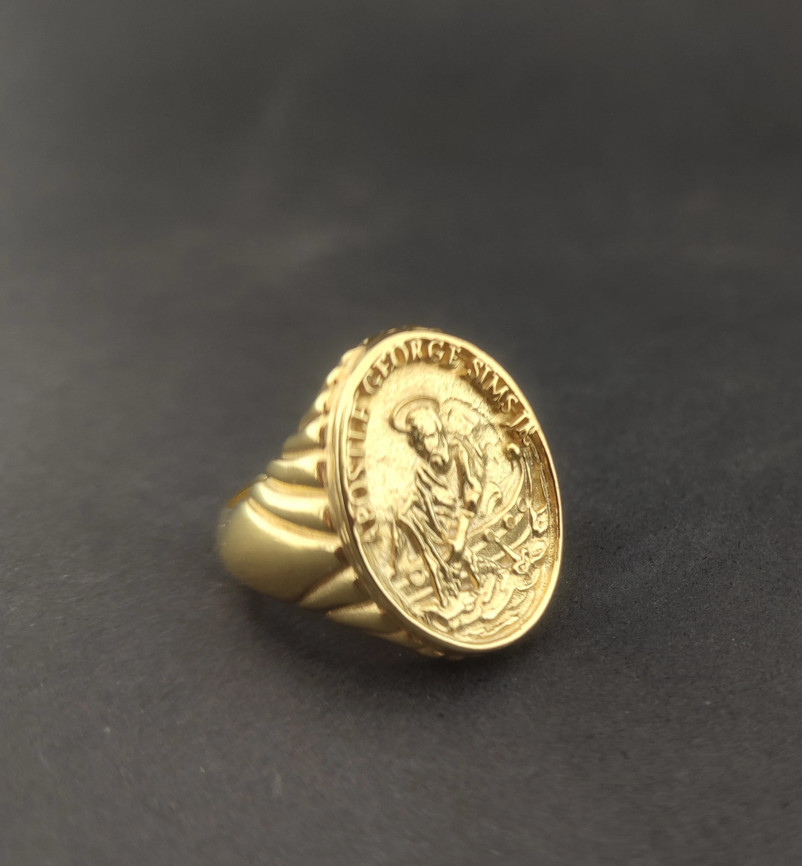 Personalized Bishop Ring,Pope Pivs IX,Fisherman Ring,925 sterling silver Pope's Ring,Signet Ring,Christmas ring,Apostle name ring chevalière - image 3