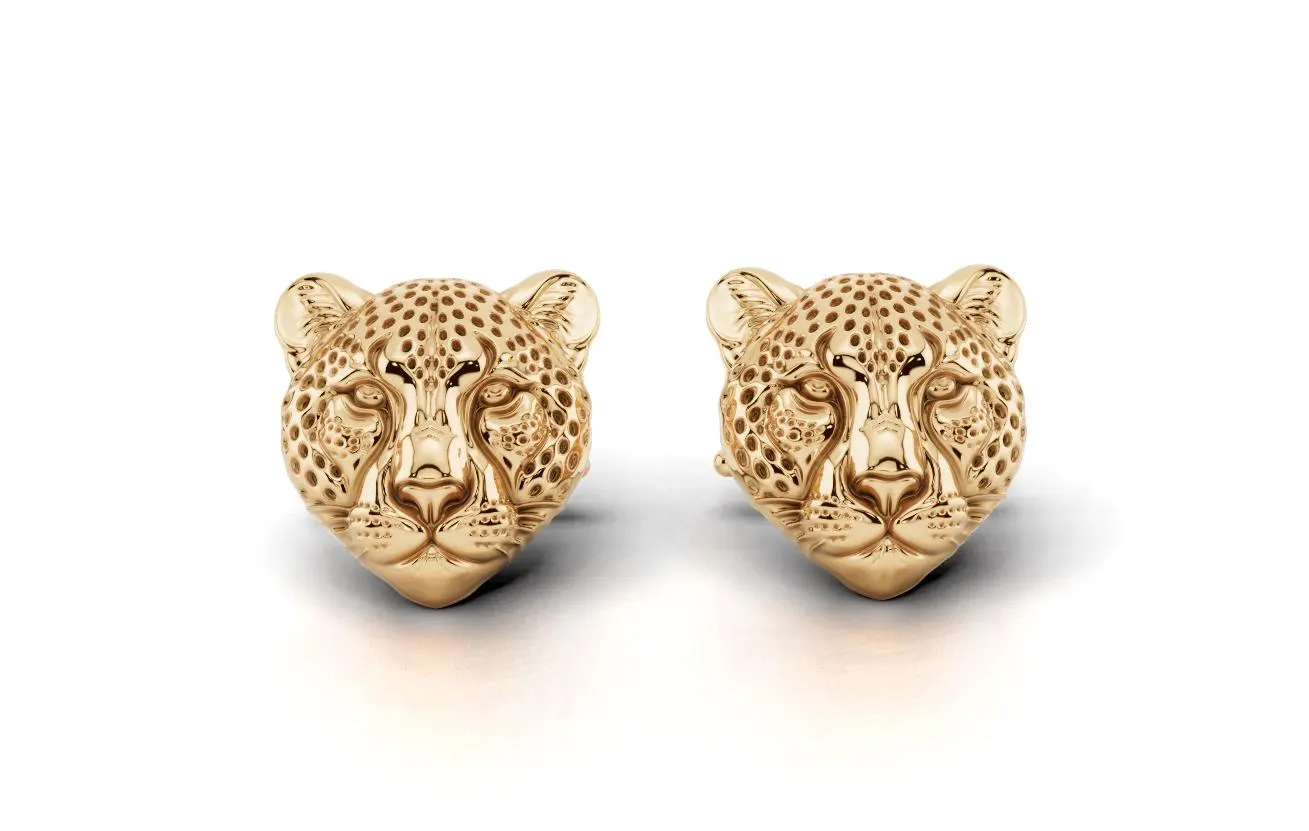 Gold Leopard Cufflinks, Men Panther Cuff Links, Animal Groom Wedding Jewelry, Luxury Mens Gift for Husband, Tuxedo Accessories, USA Handmade - image 3