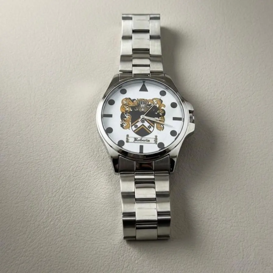 Custom Family Crest Watch Dial - Bespoke Handcrafted Silver Engraved Watch Face - Personalized Coat of Arms Heirloom Gift - image 4
