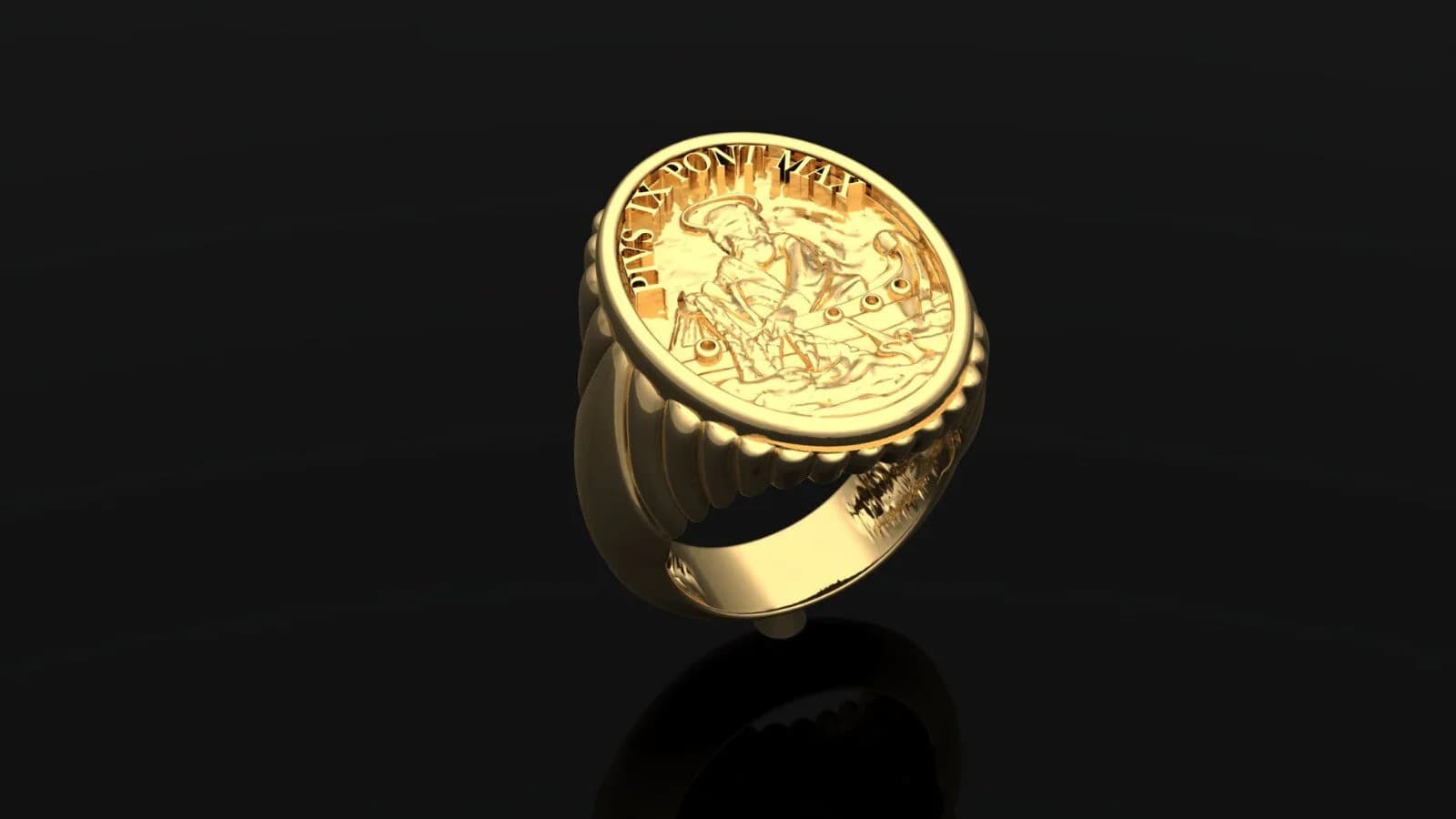 Personalized Bishop Ring,Pope Pivs IX,Fisherman Ring,925 sterling silver Pope's Ring,Signet Ring,Christmas ring,Apostle name ring chevalière